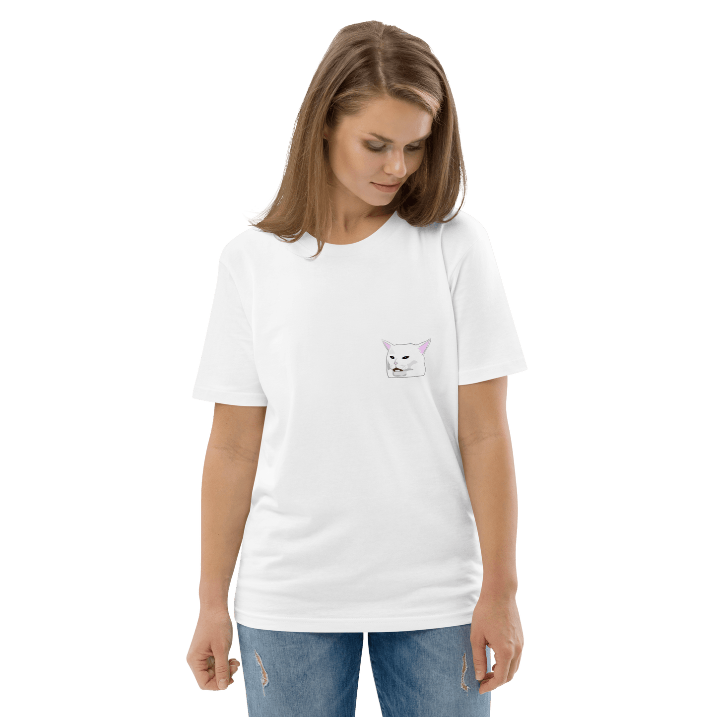 Cat Premium Organic T-Shirt Meme - Cotton Pink | Shirtposting