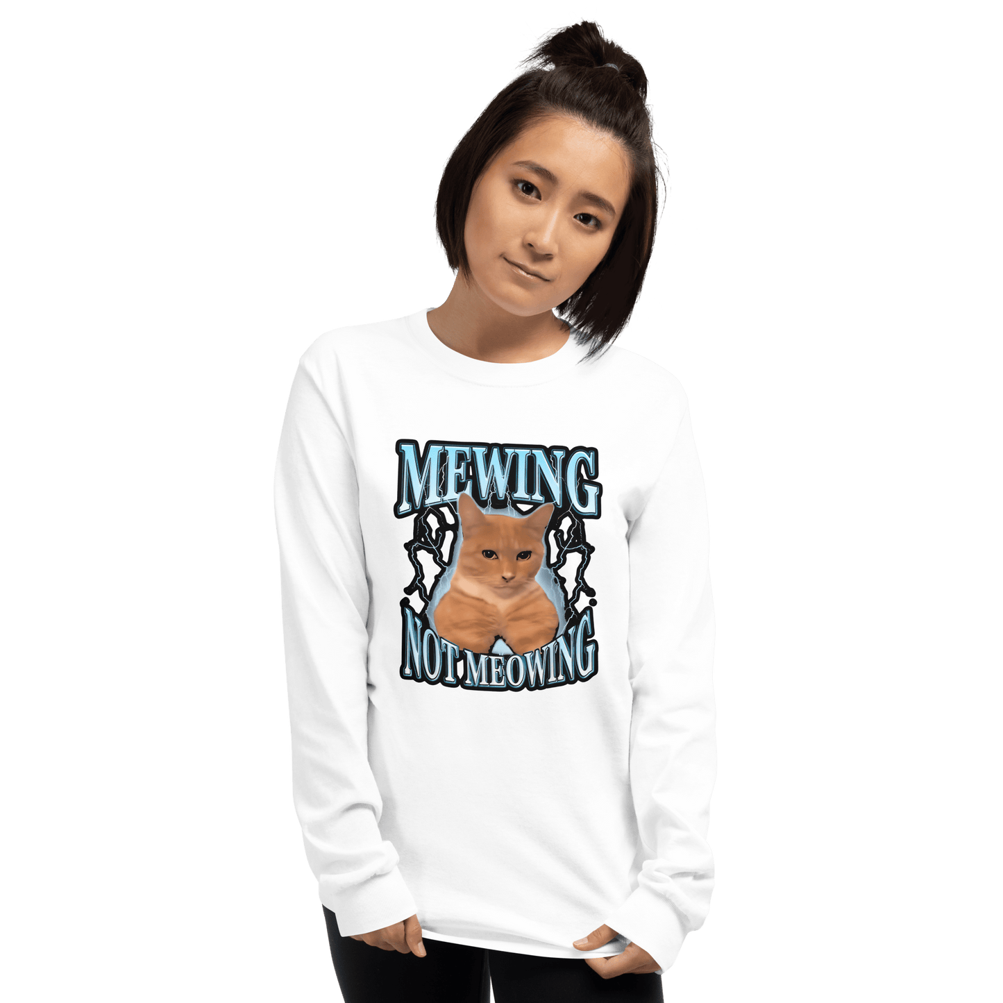 Mewing Long Sleeve T-Shirt Meme - Sport Grey | Shirtposting