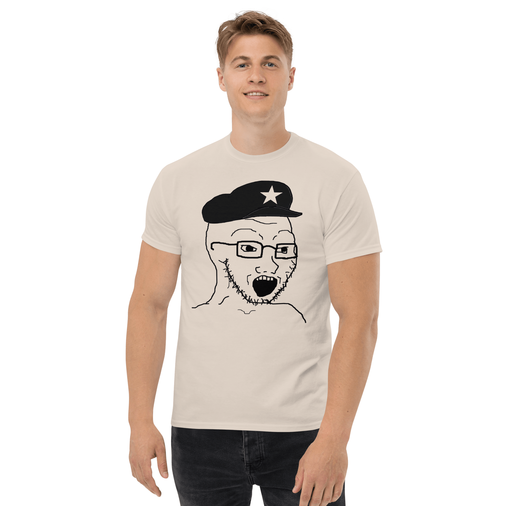 AuthLeft Wojak Meme Classic T-Shirt Meme - Ash | Shirtposting
