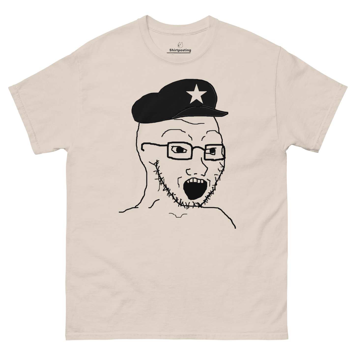 AuthLeft Wojak Meme Classic T-Shirt Meme - Natural | Shirtposting