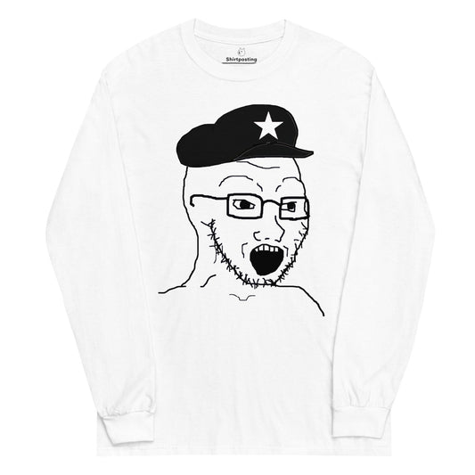 AuthLeft Wojak Meme Long Sleeve T-Shirt Meme - White | Shirtposting