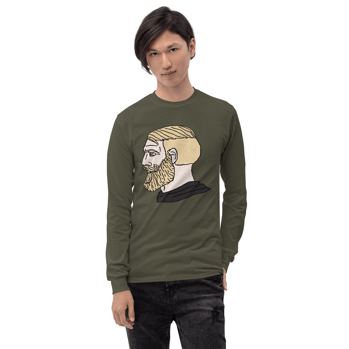 AuthRight Wojak Meme Long Sleeve T-Shirt Meme - Sport Grey | Shirtposting