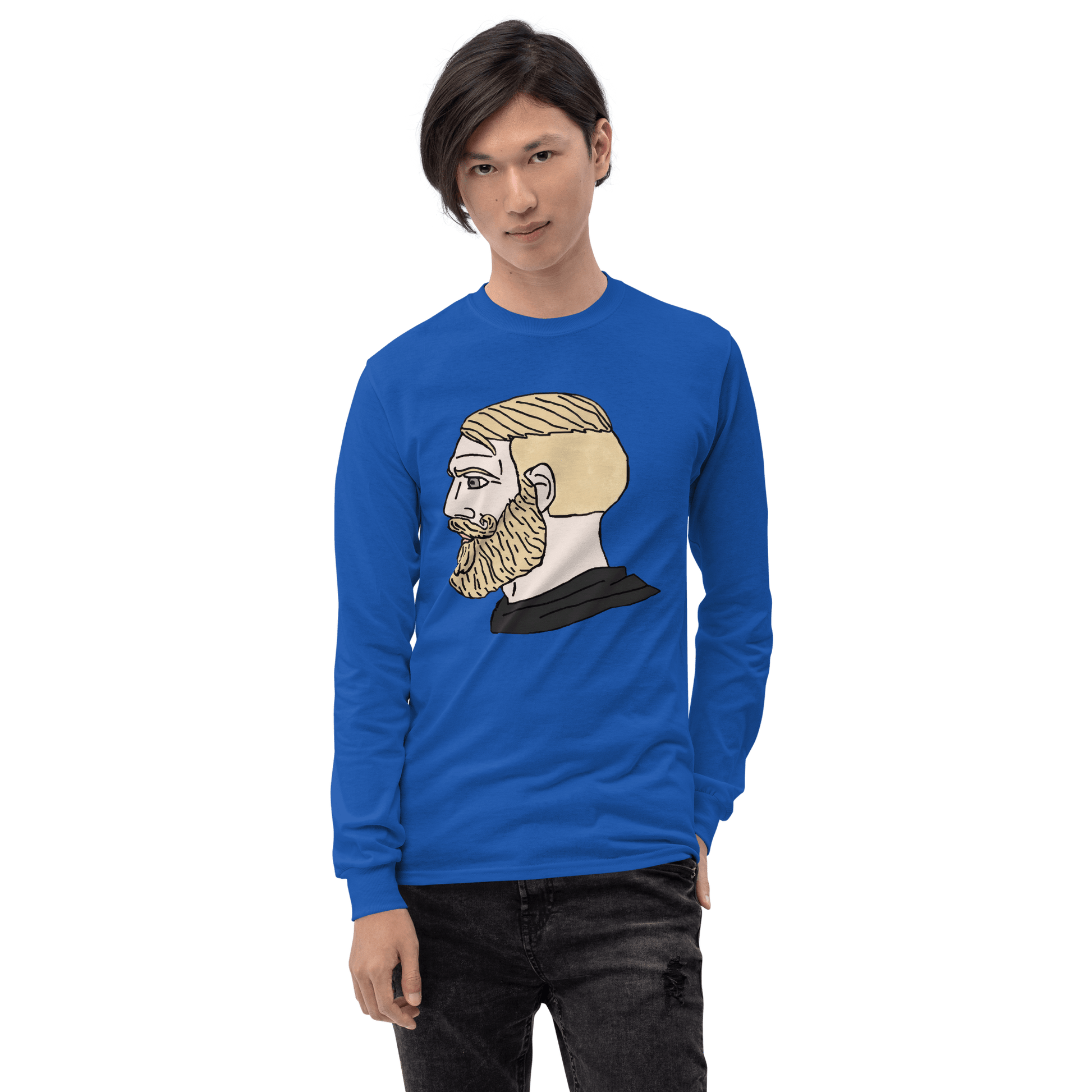 AuthRight Wojak Meme Long Sleeve T-Shirt Meme - Sport Grey | Shirtposting