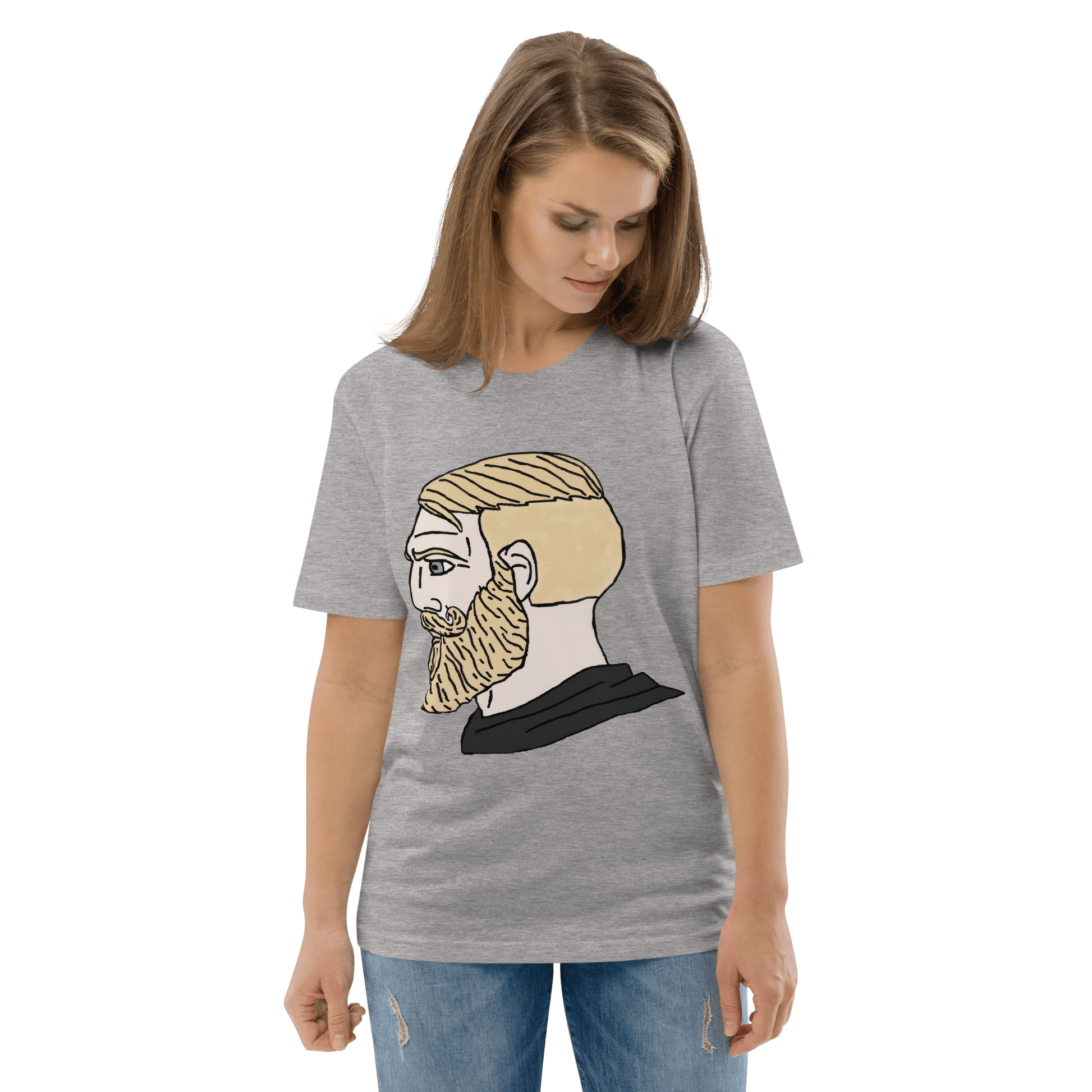 AuthRight Wojak Meme Premium Organic T-Shirt Meme - Dark Heather Grey | Shirtposting
