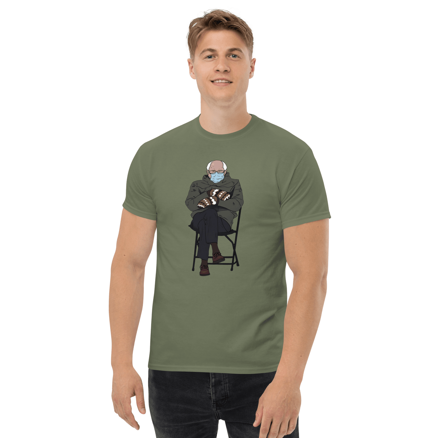 Bernie Mittens Classic T-Shirt Meme - Military Green | Shirtposting
