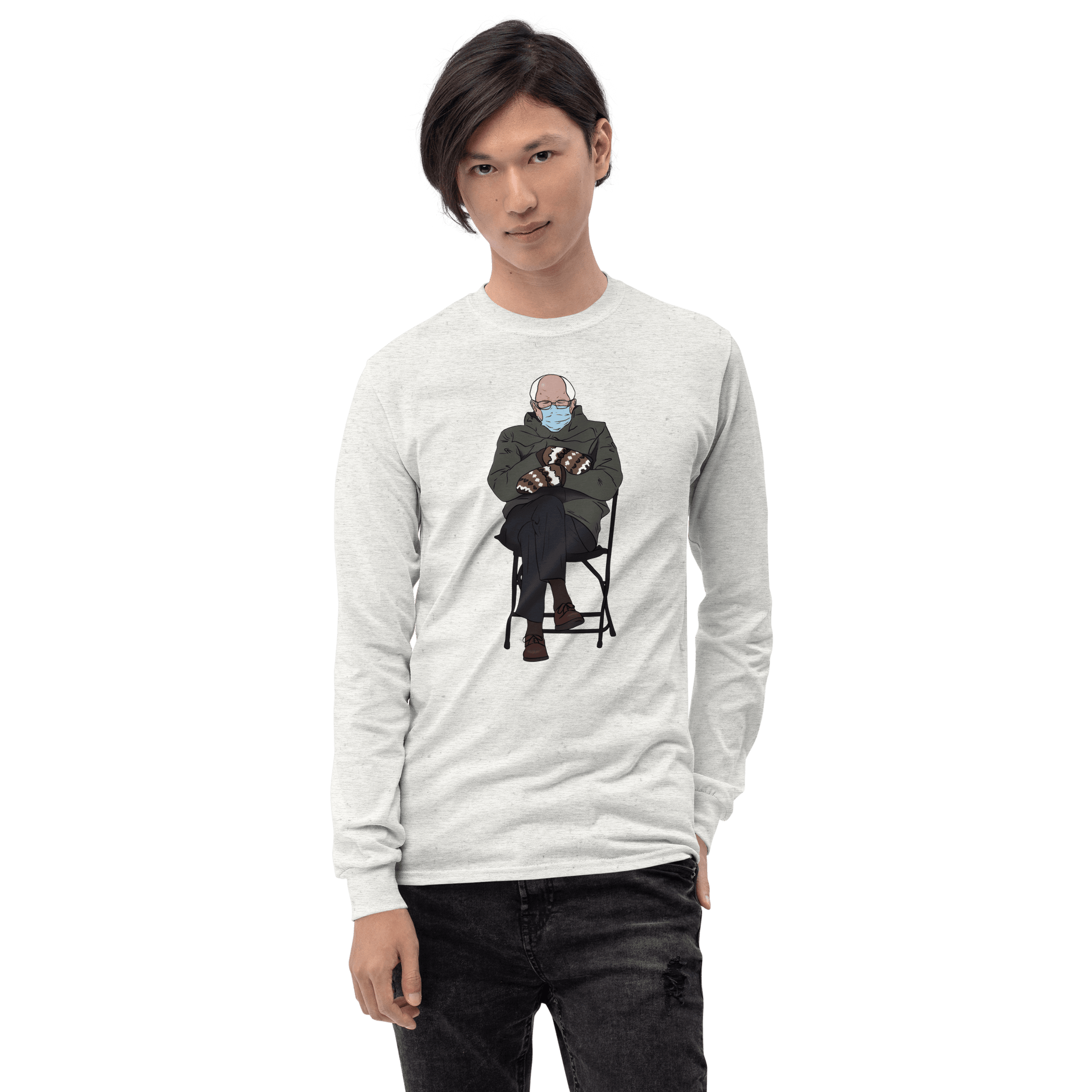 Bernie Mittens Long Sleeve T-Shirt Meme - Sport Grey | Shirtposting
