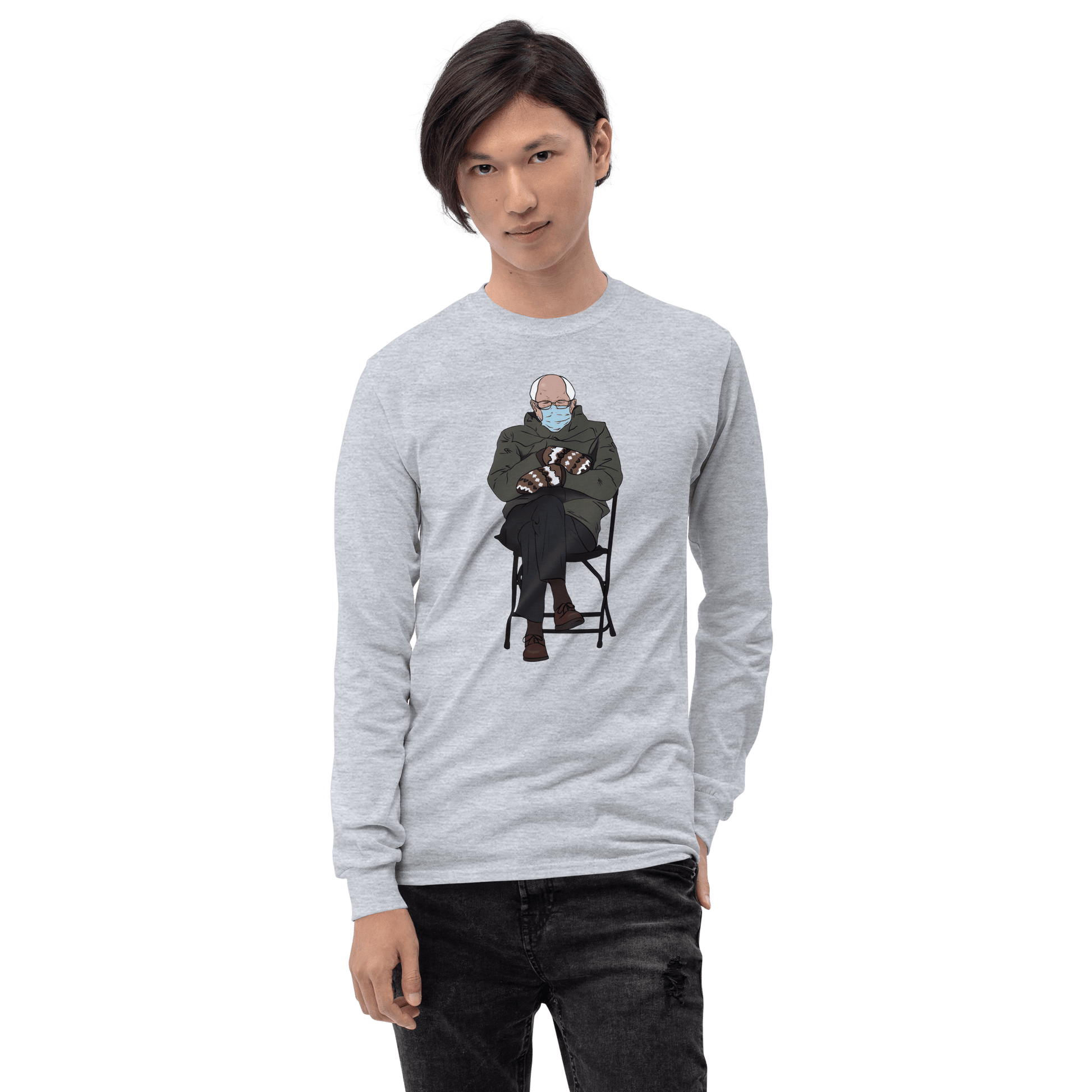 Bernie Mittens Long Sleeve T-Shirt Meme - Sport Grey | Shirtposting
