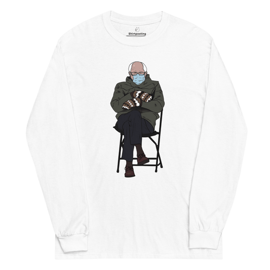 Bernie Mittens Long Sleeve T-Shirt Meme - White | Shirtposting