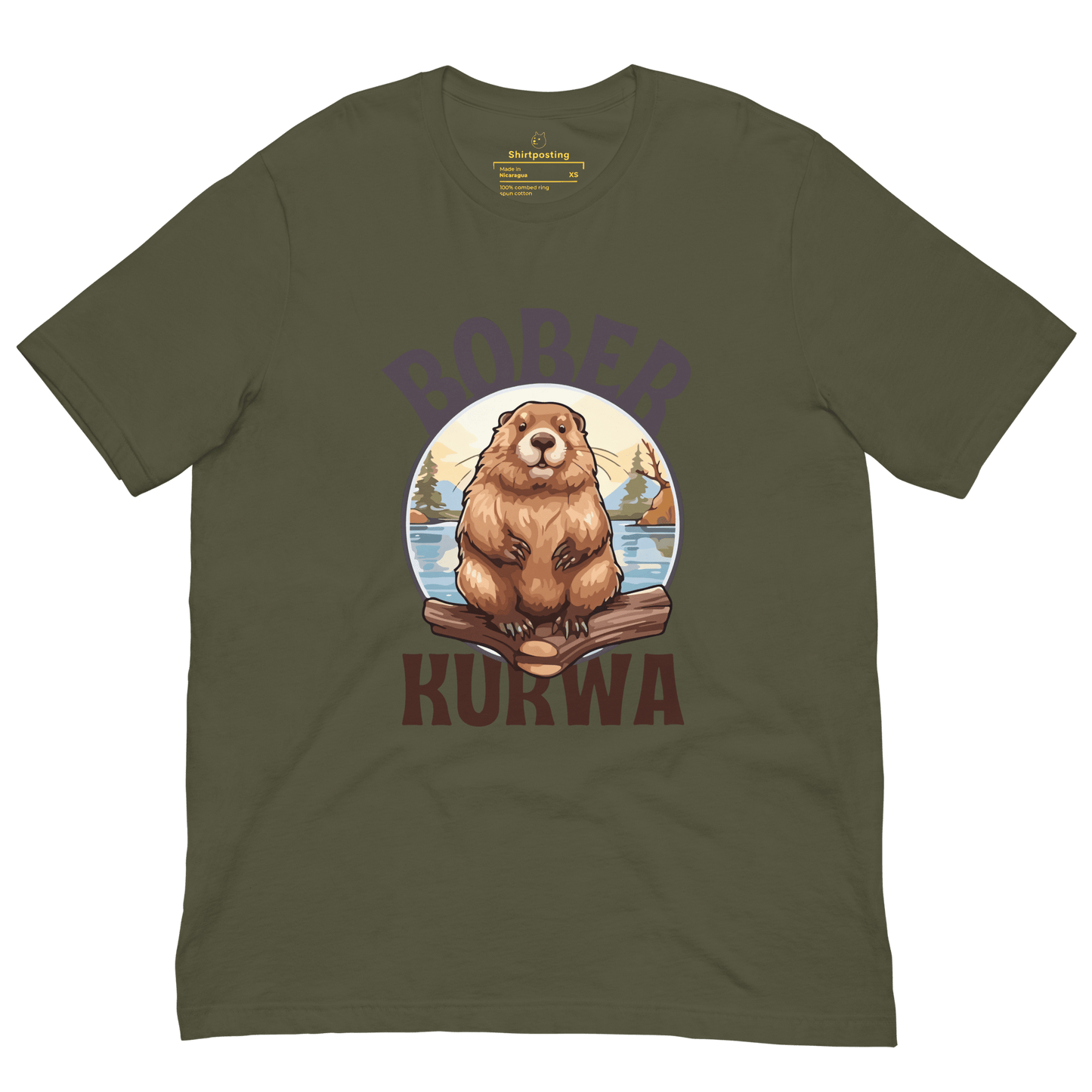 Bober Kurwa Classic T-Shirt Meme - Military Green | Shirtposting