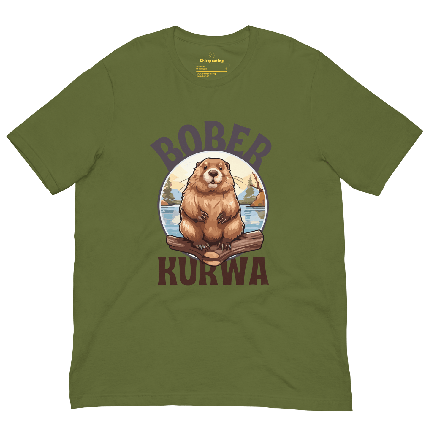 Bober Kurwa Classic T-Shirt Meme - Olive | Shirtposting