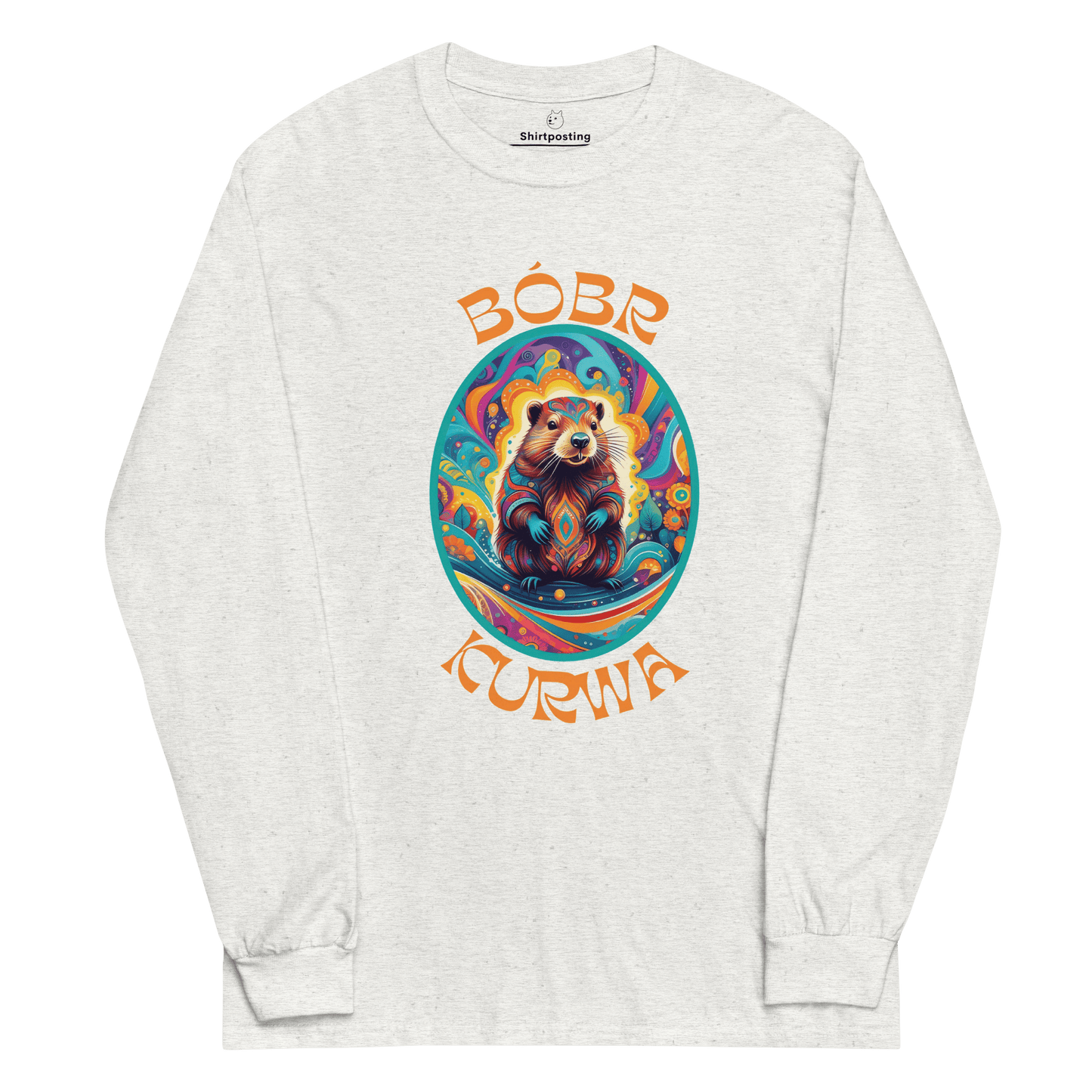Bober Kurwa Long Sleeve T-Shirt Meme - Ash | Shirtposting