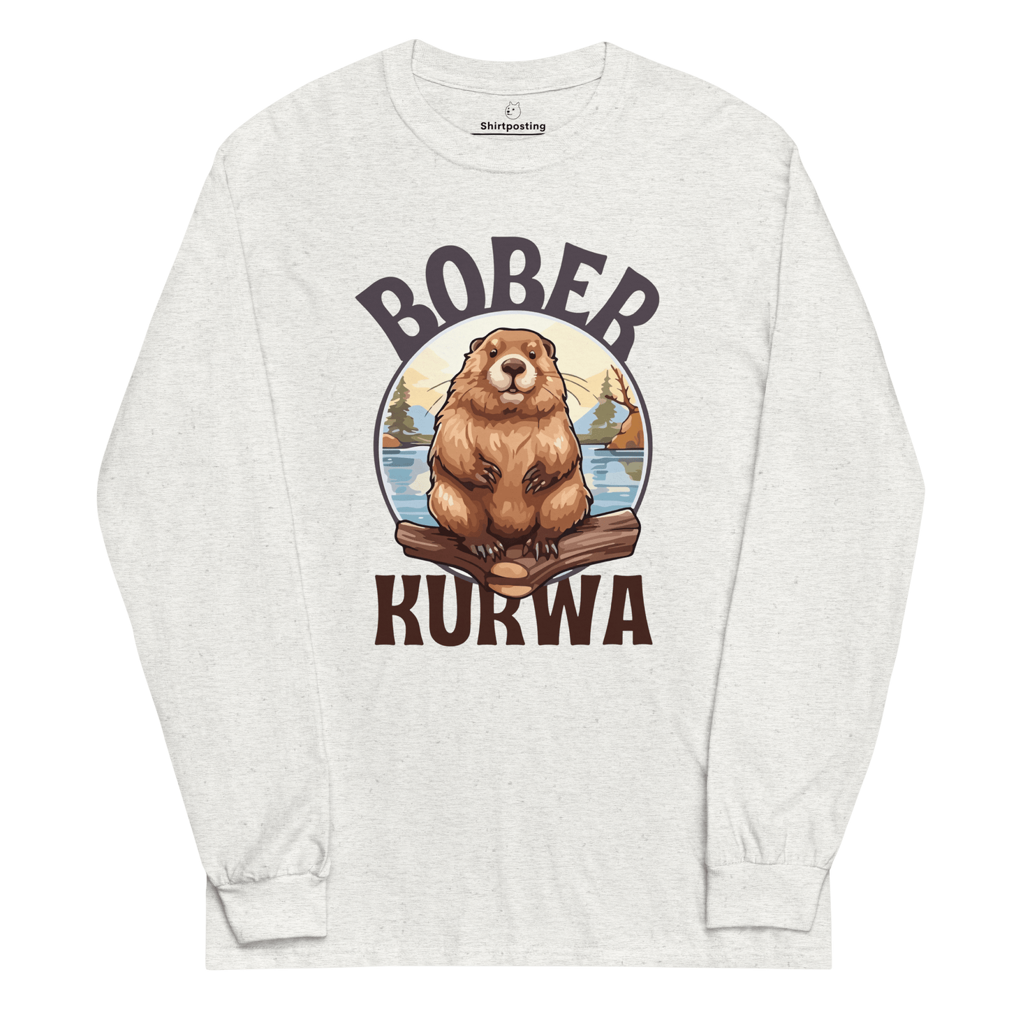 Bober Kurwa Long Sleeve T-Shirt Meme - Ash | Shirtposting
