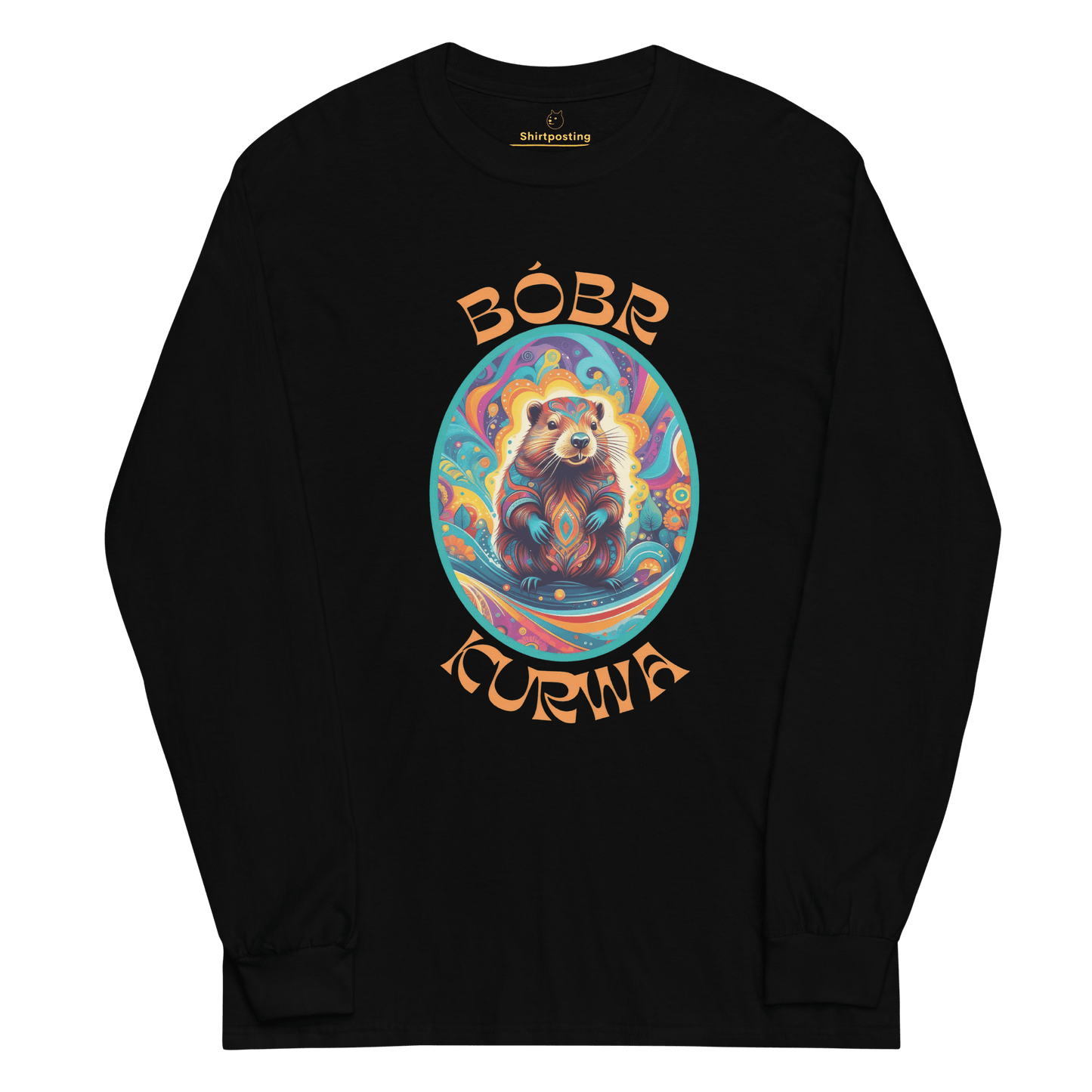 Bober Kurwa Long Sleeve T-Shirt Meme - Black | Shirtposting