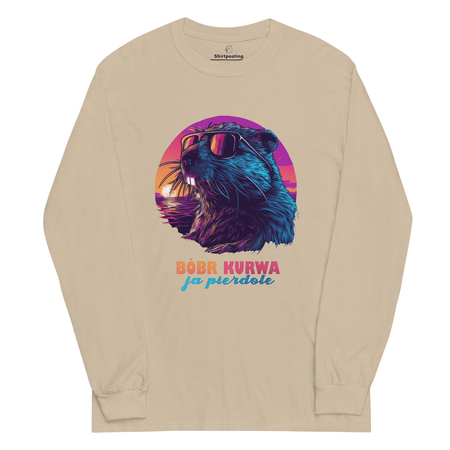 Bober Kurwa Long Sleeve T-Shirt Meme - Sand | Shirtposting
