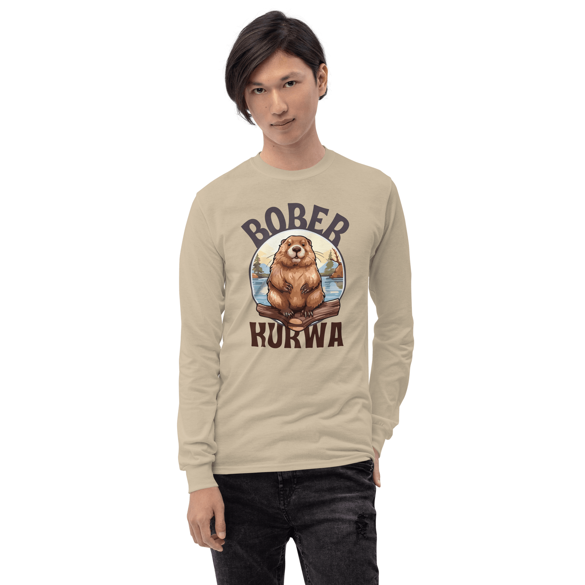 Bober Kurwa Long Sleeve T-Shirt Meme - Sport Grey | Shirtposting
