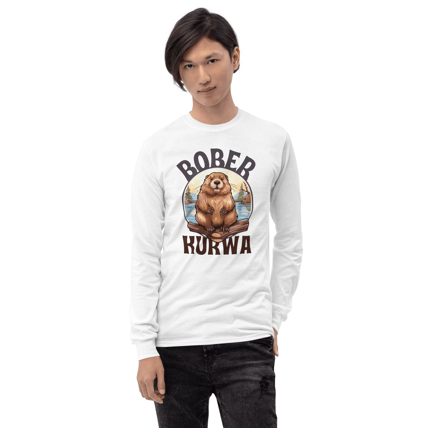 Bober Kurwa Long Sleeve T-Shirt Meme - Sport Grey | Shirtposting