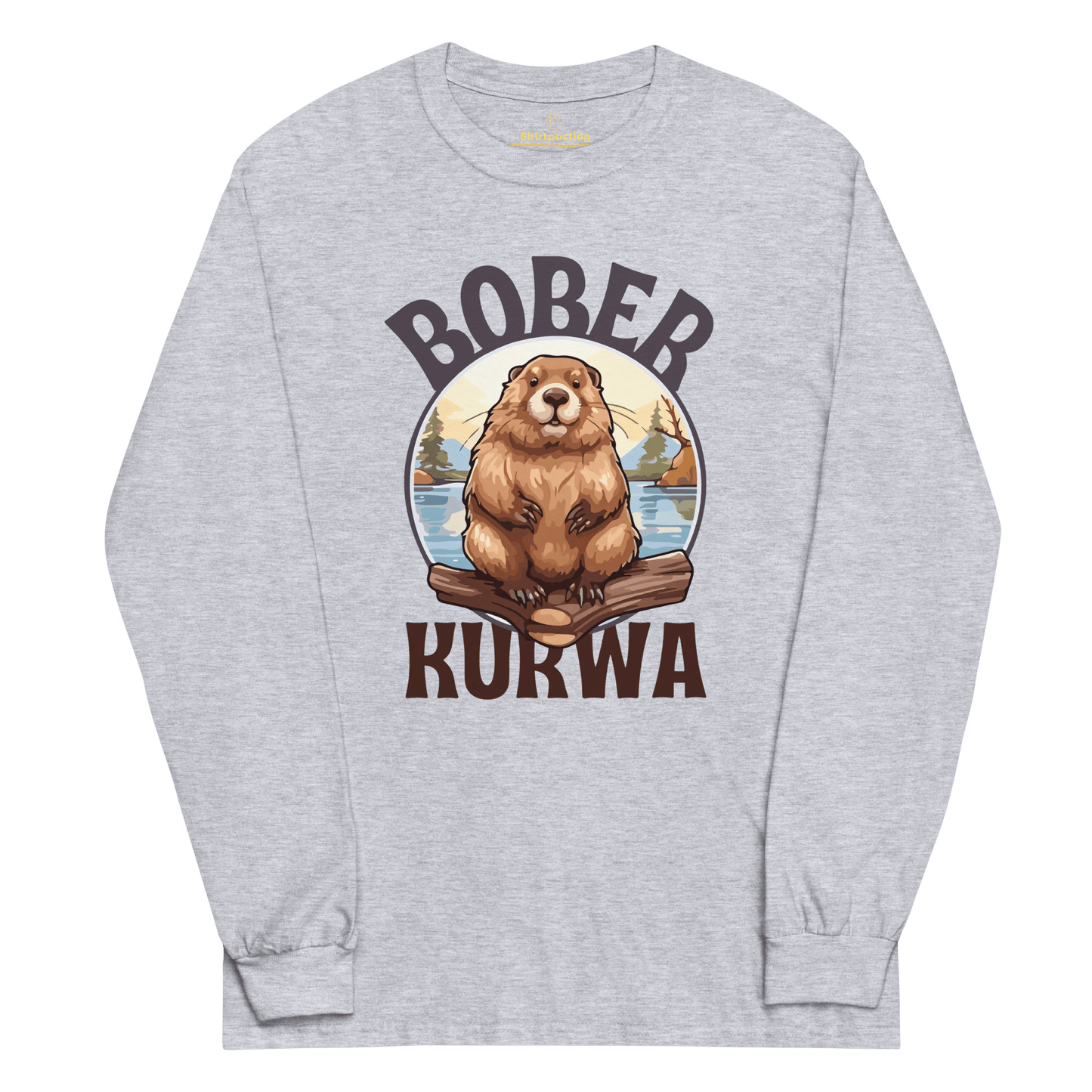 Bober Kurwa Long Sleeve T-Shirt Meme - Sport Grey | Shirtposting