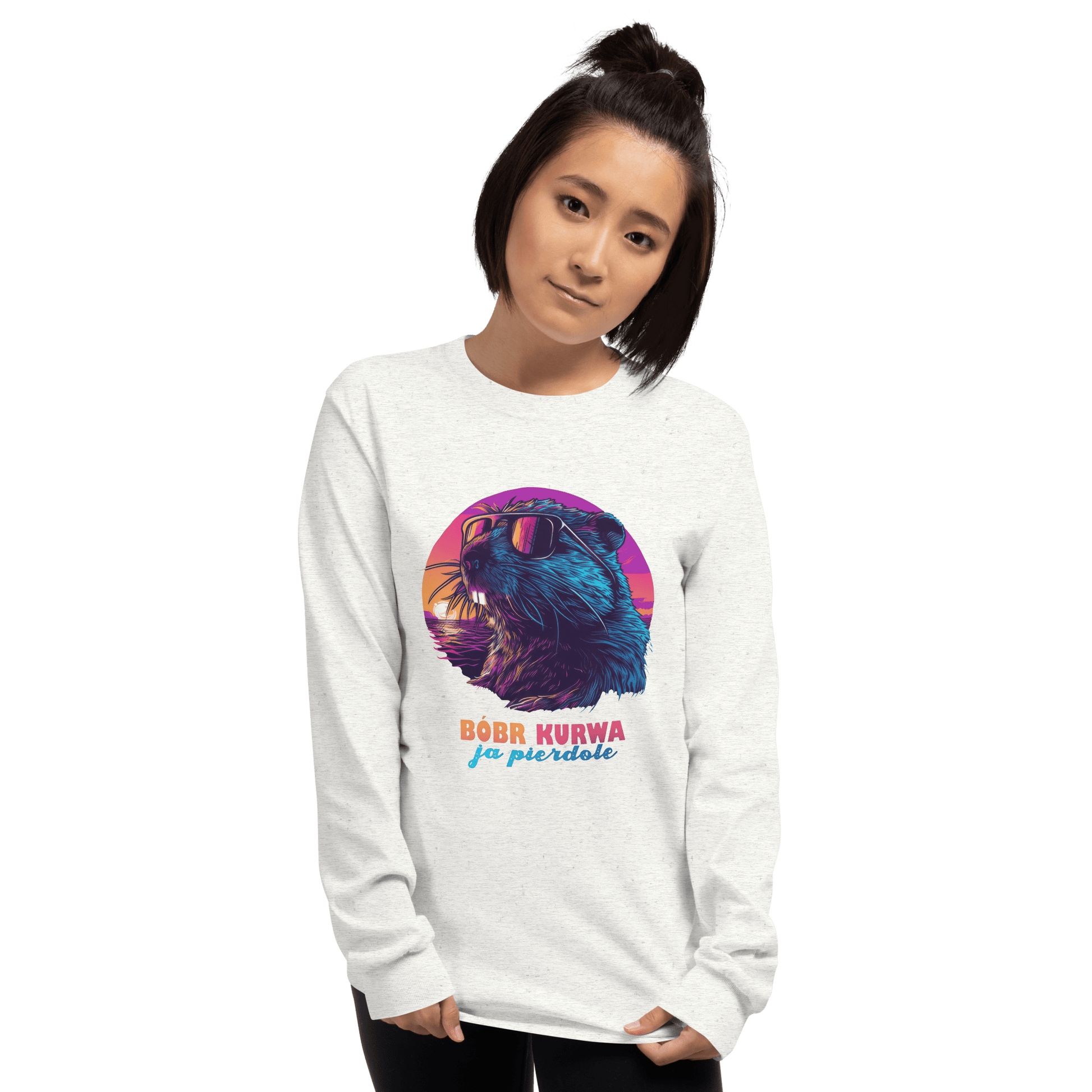 Bober Kurwa Long Sleeve T-Shirt Meme - Sport Grey | Shirtposting