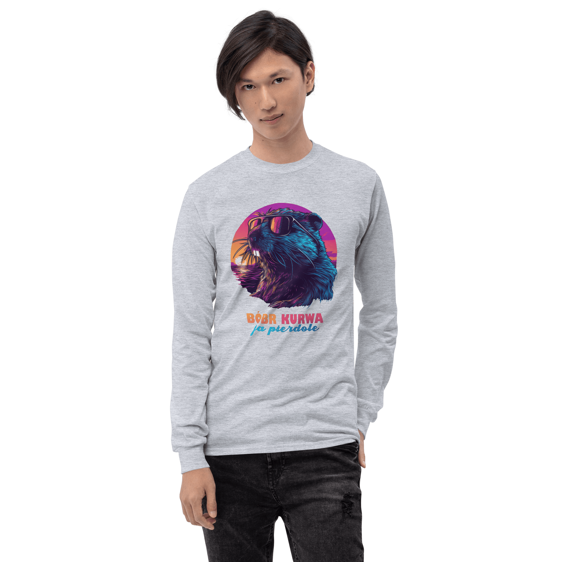 Bober Kurwa Long Sleeve T-Shirt Meme - Sport Grey | Shirtposting