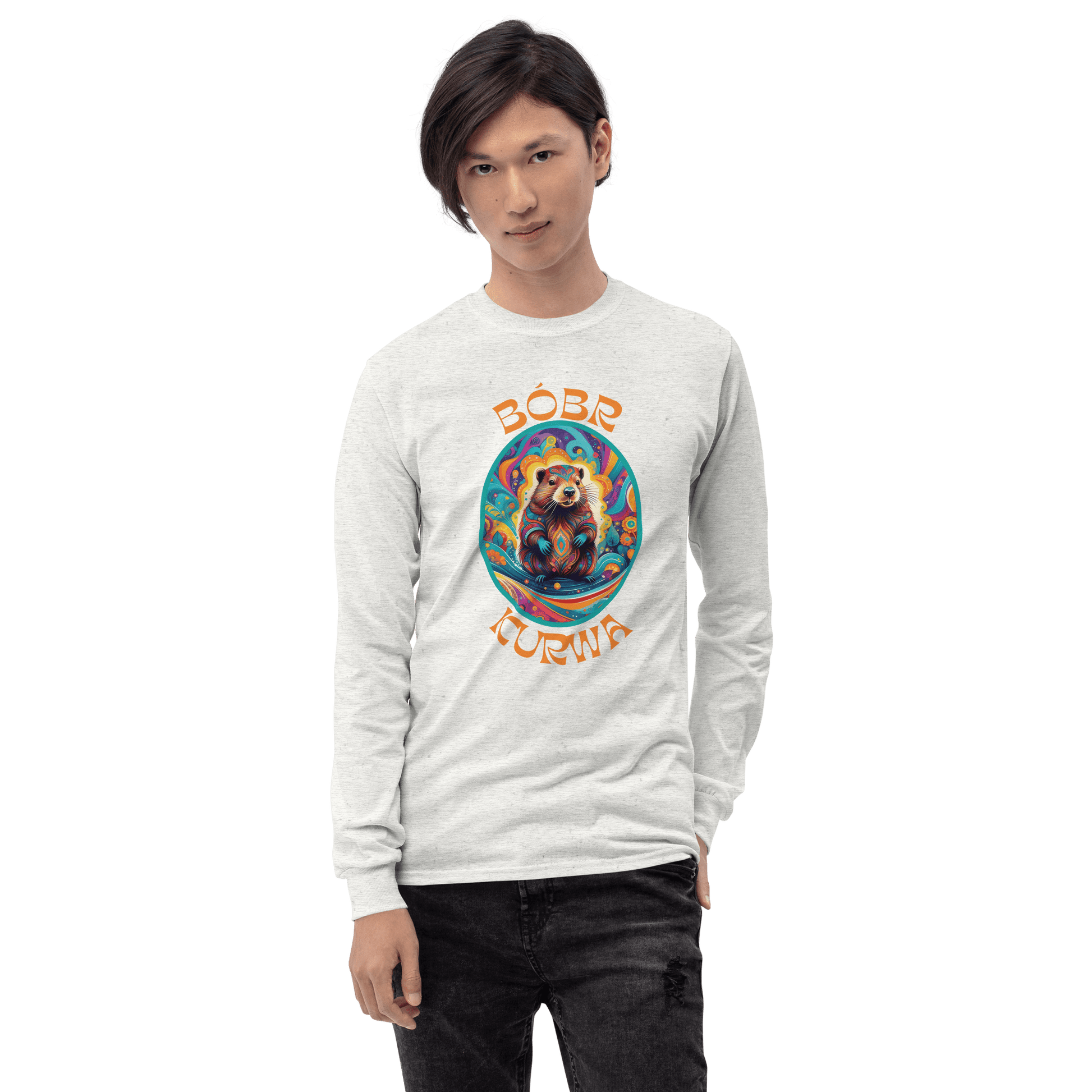 Bober Kurwa Long Sleeve T-Shirt Meme - Sport Grey | Shirtposting