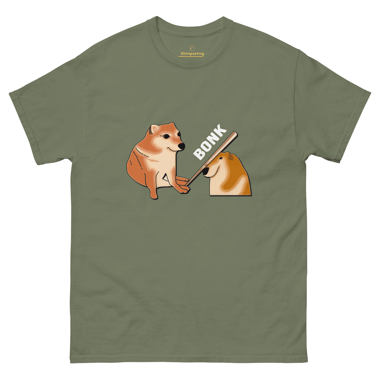 Bonk Classic T-Shirt Meme - Military Green | Shirtposting