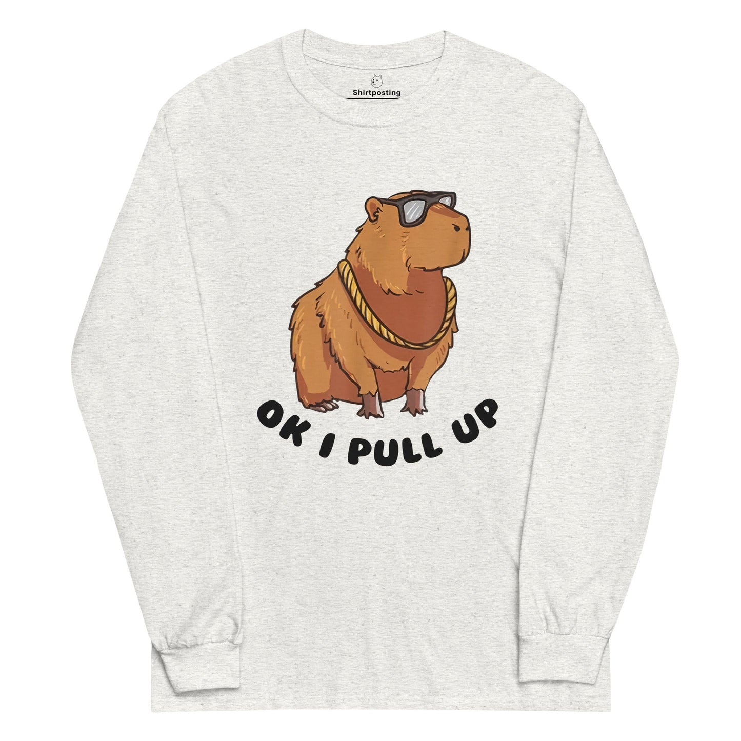 Capybara Long Sleeve T-Shirt Meme - Ash | Shirtposting