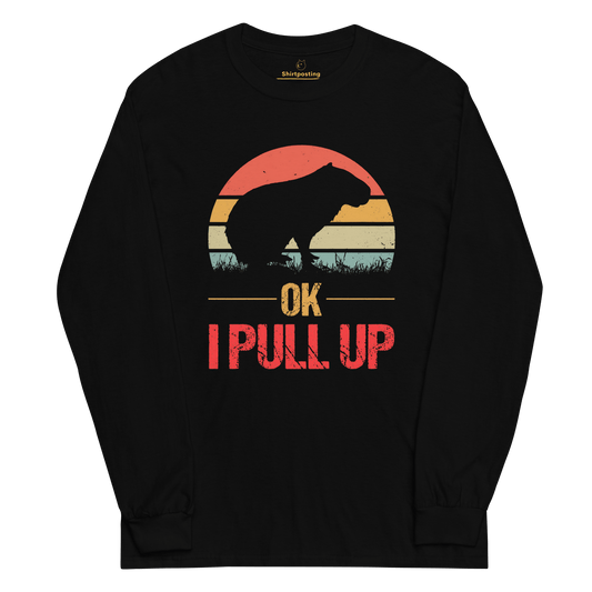Capybara Long Sleeve T-Shirt Meme - Black | Shirtposting