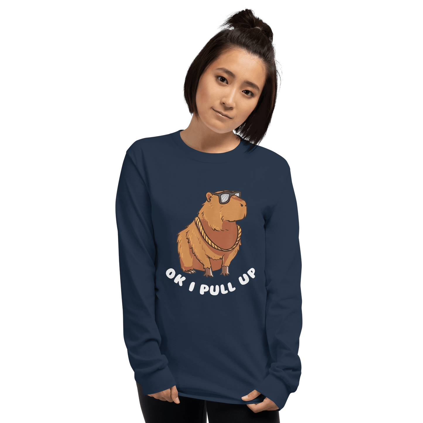 Capybara Long Sleeve T-Shirt Meme - Military Green | Shirtposting