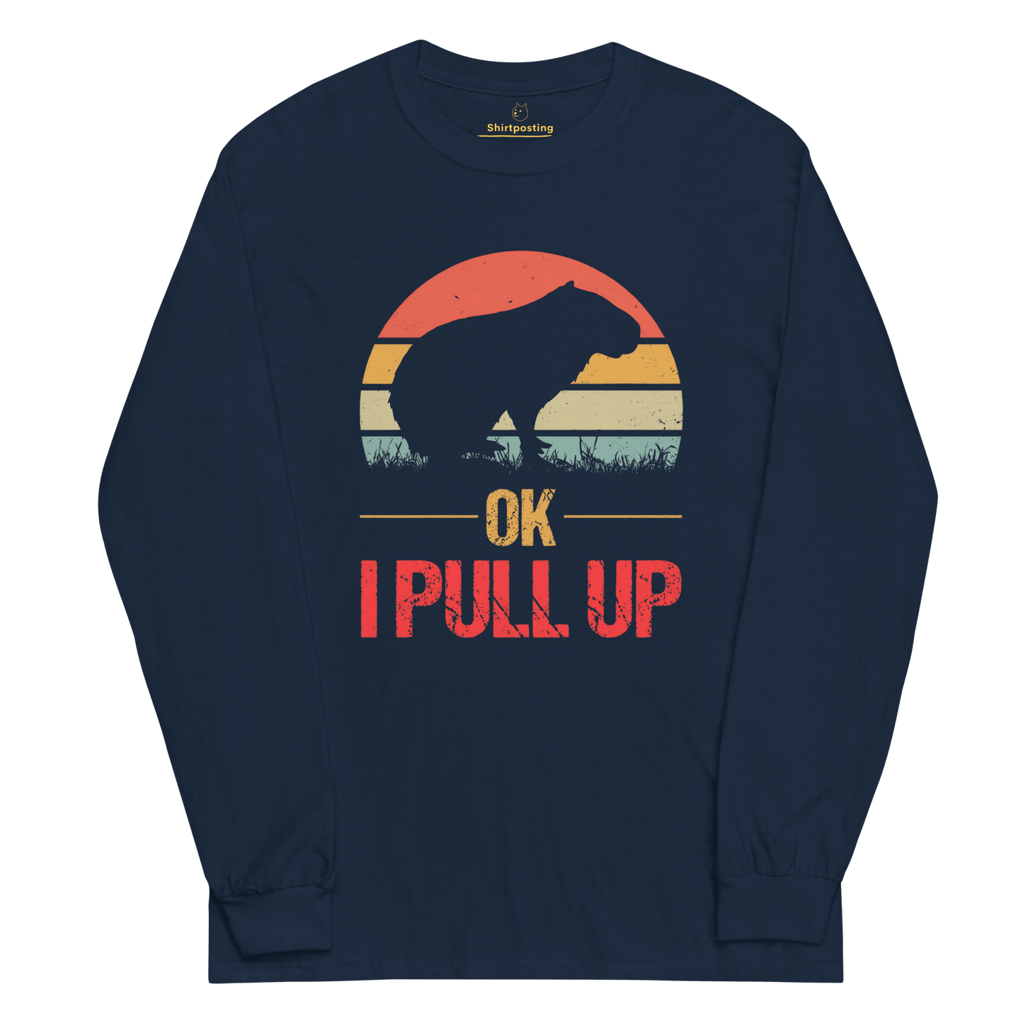 Capybara Long Sleeve T-Shirt Meme - Navy | Shirtposting