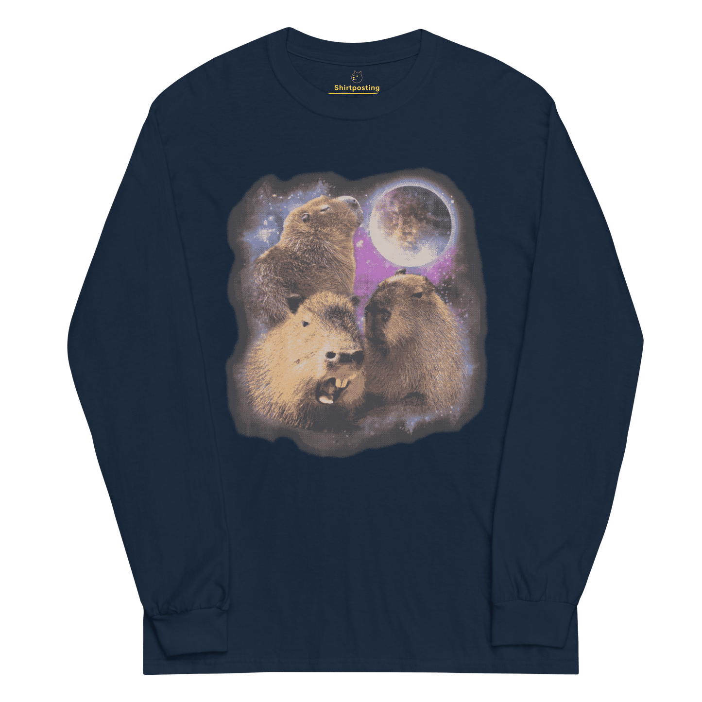 Capybara Long Sleeve T-Shirt Meme - Navy | Shirtposting