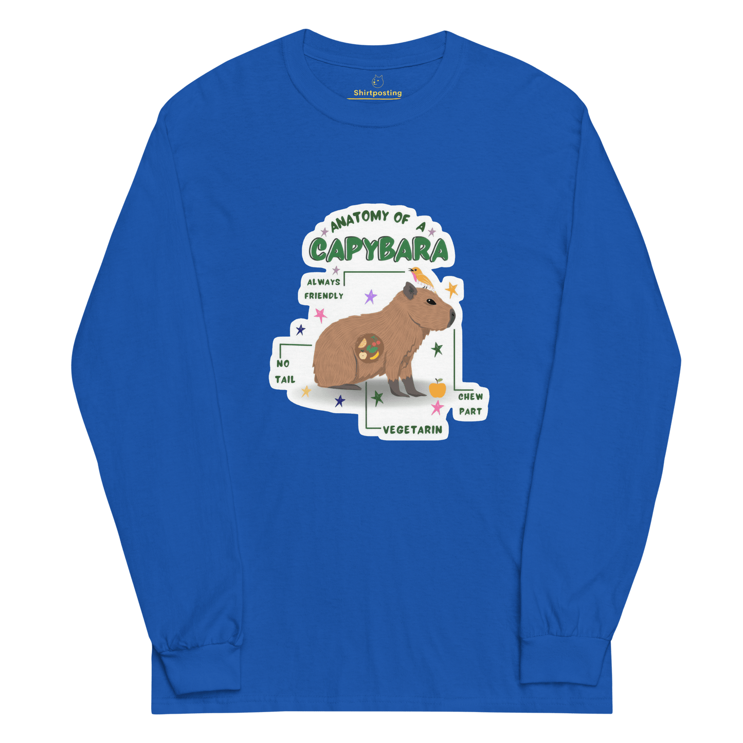 Capybara Long Sleeve T-Shirt Meme - Royal | Shirtposting