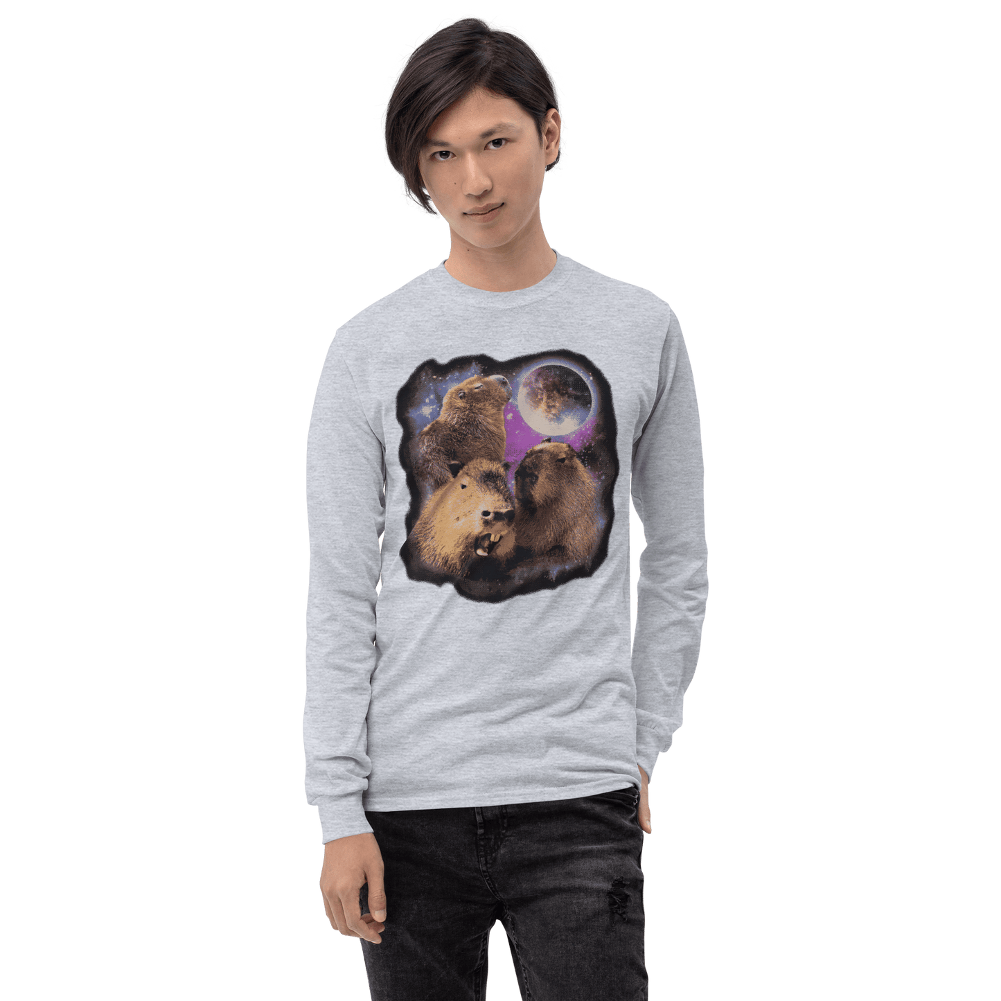 Capybara Long Sleeve T-Shirt Meme - Sport Grey | Shirtposting