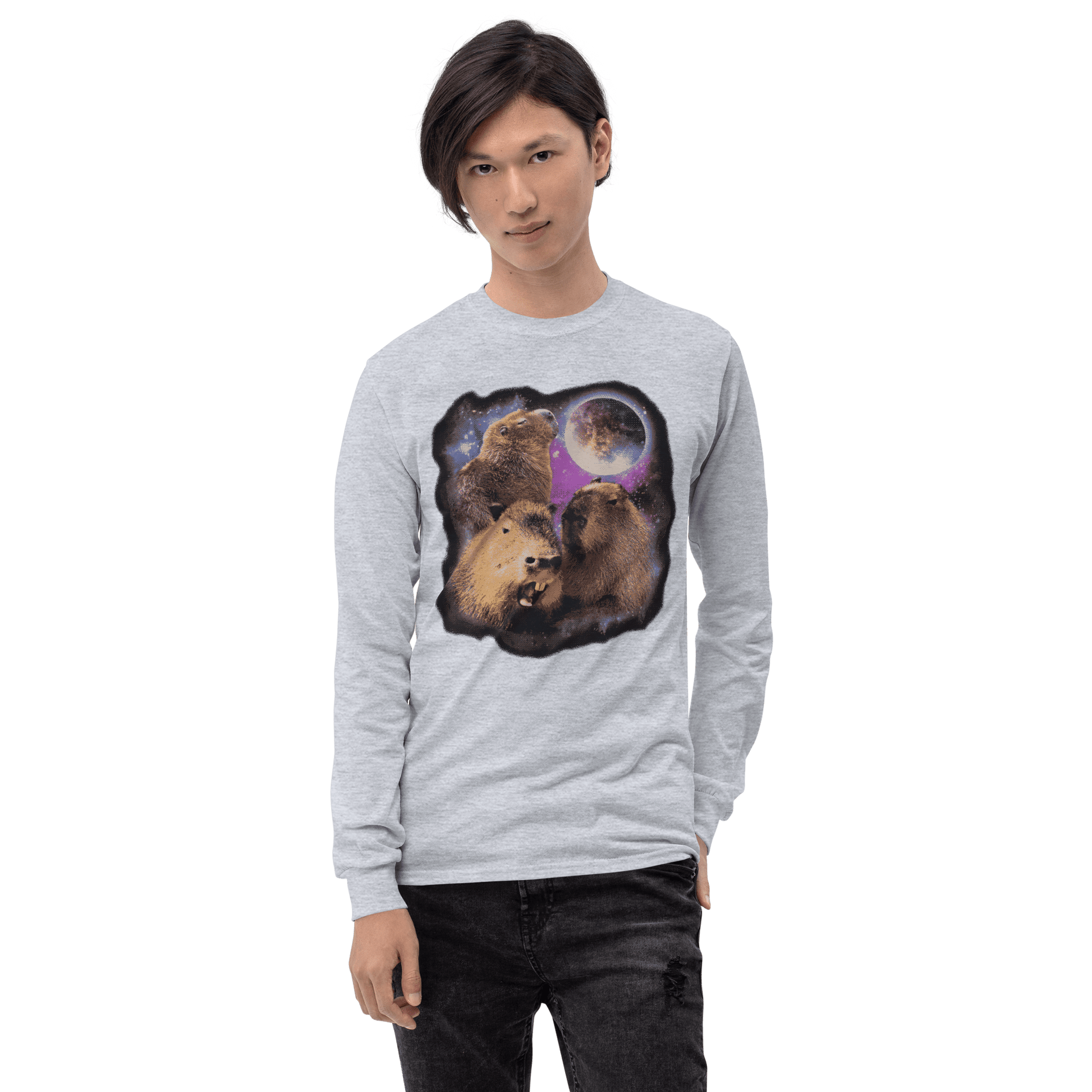 Capybara Long Sleeve T-Shirt Meme - Sport Grey | Shirtposting