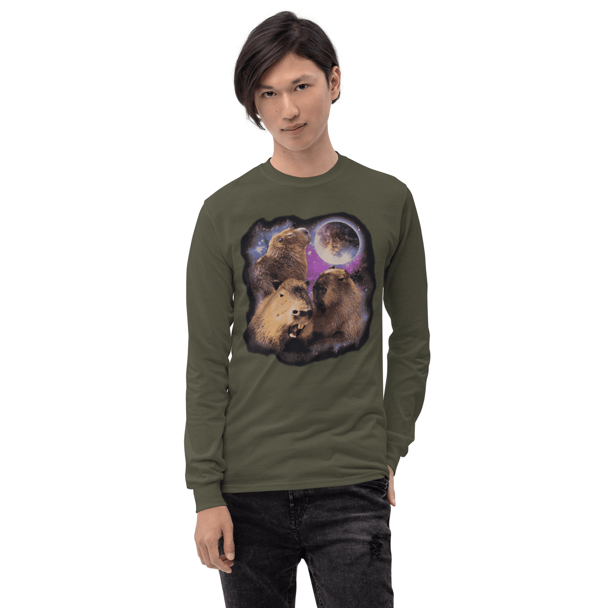 Capybara Long Sleeve T-Shirt Meme - Sport Grey | Shirtposting