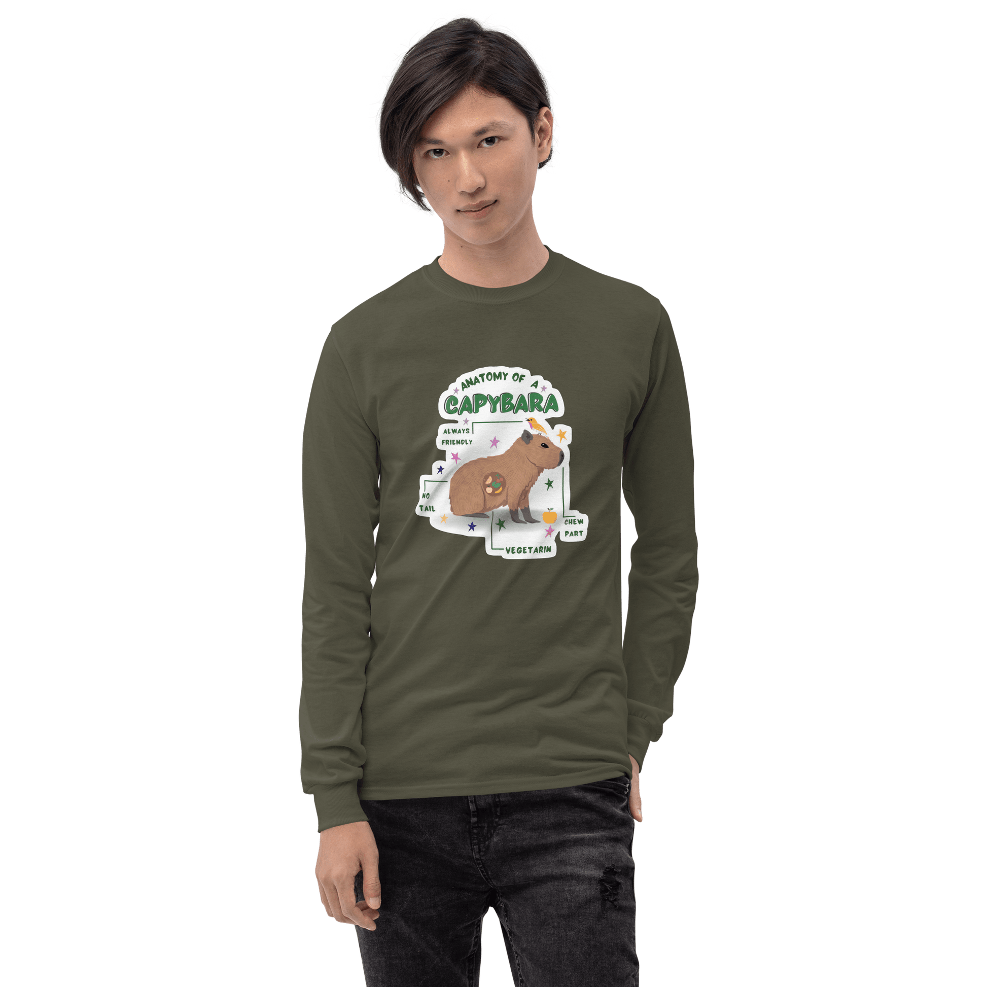 Capybara Long Sleeve T-Shirt Meme - Sport Grey | Shirtposting