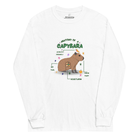 Capybara Long Sleeve T-Shirt Meme - White | Shirtposting