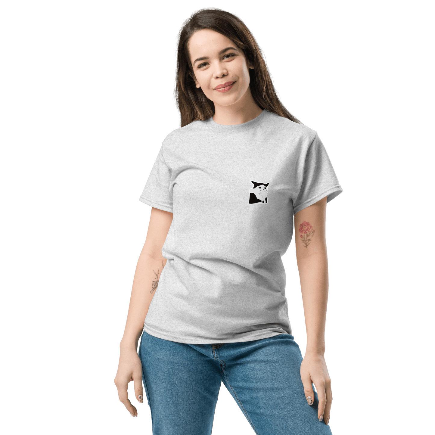 Cat Classic T-Shirt Meme - Ash | Shirtposting