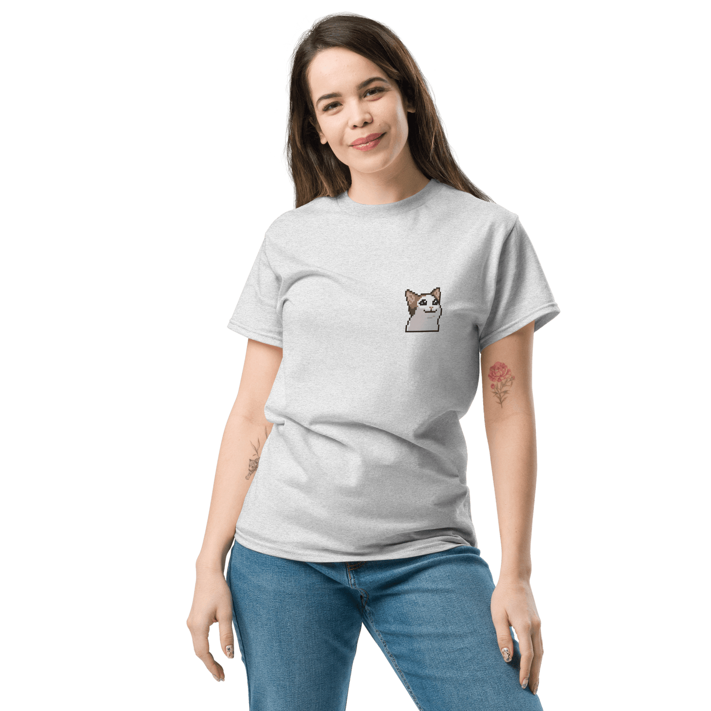 Cat Classic T-Shirt Meme - Ash | Shirtposting
