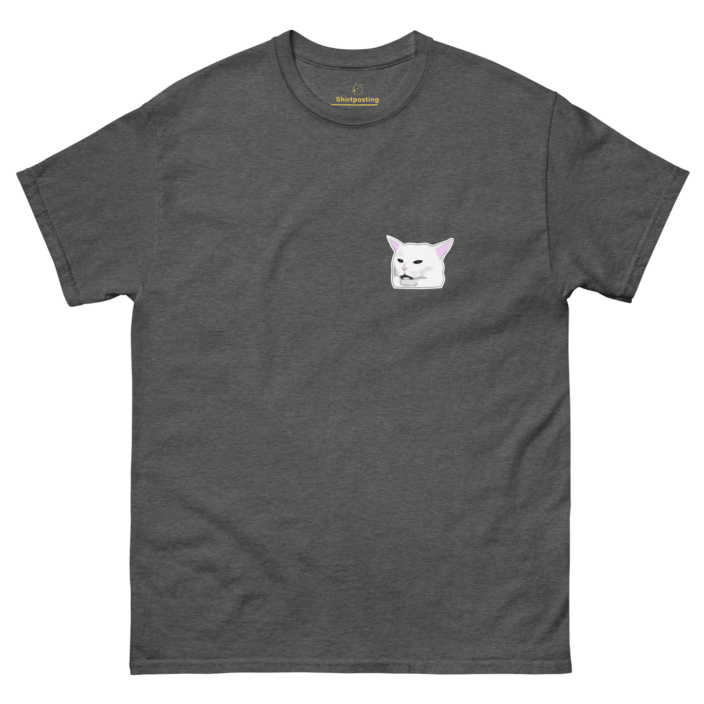 Cat Classic T-Shirt Meme - Dark Heather | Shirtposting