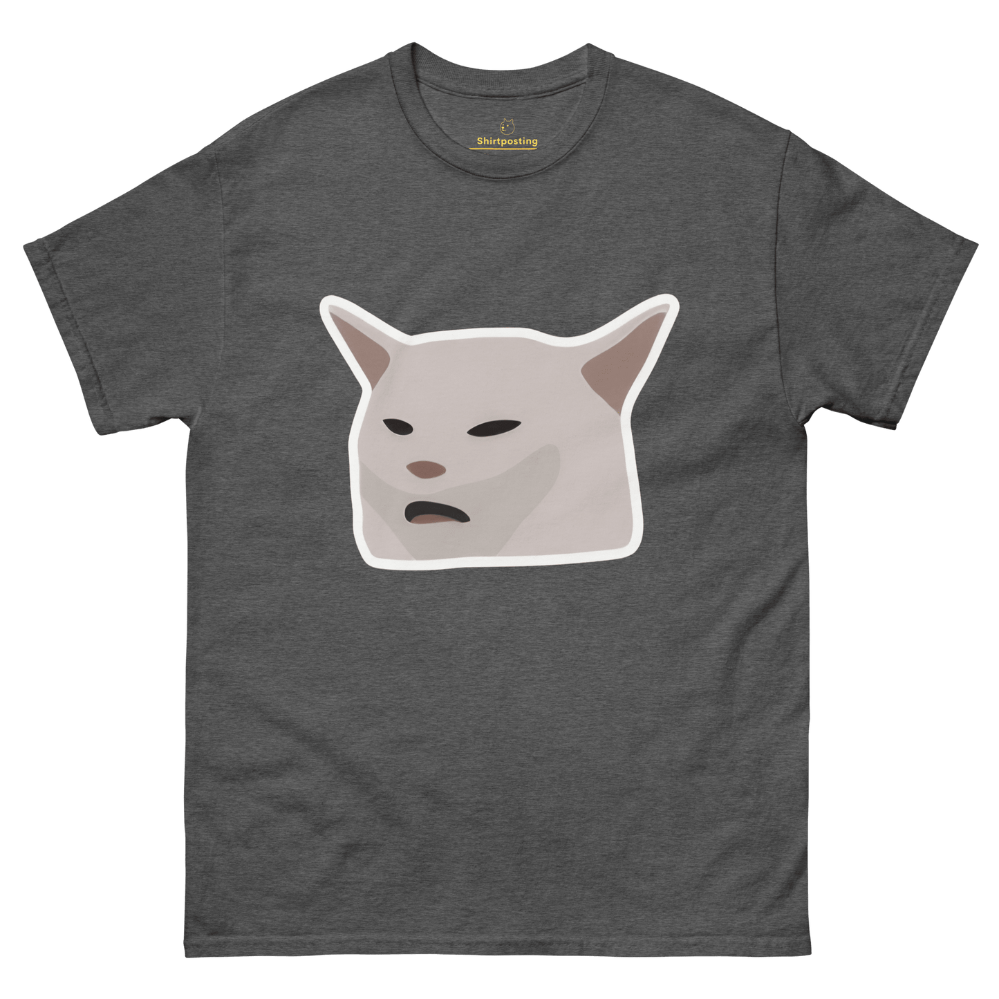 Cat Classic T-Shirt Meme - Dark Heather | Shirtposting