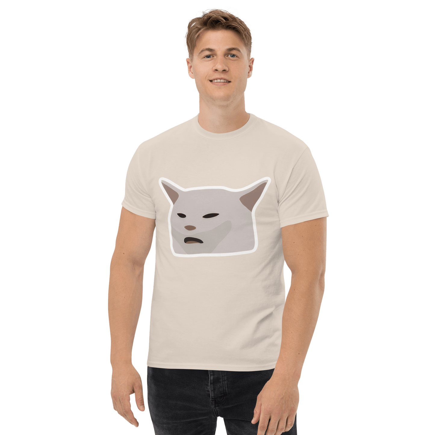 Cat Classic T-Shirt Meme - Military Green | Shirtposting