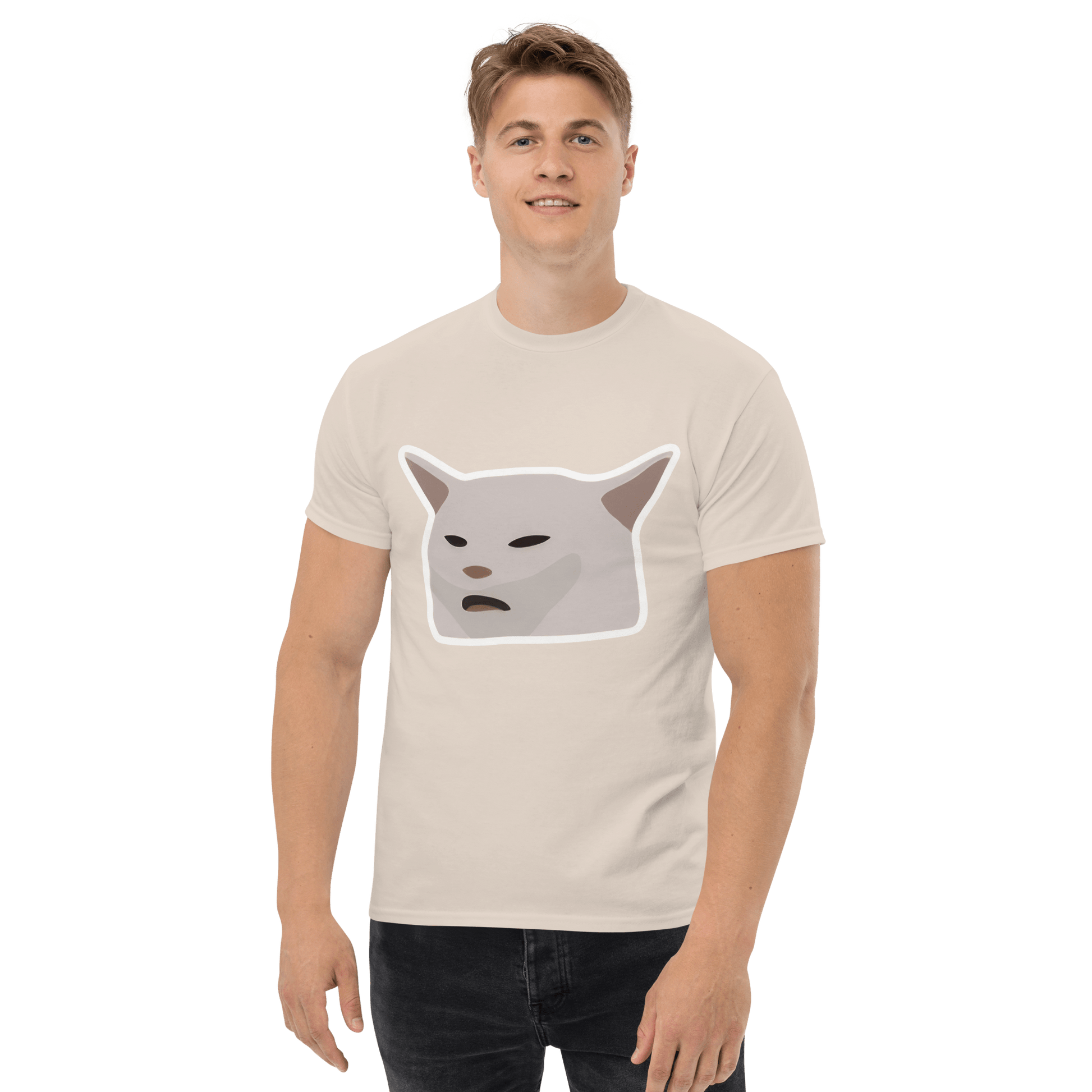 Cat Classic T-Shirt Meme - Military Green | Shirtposting