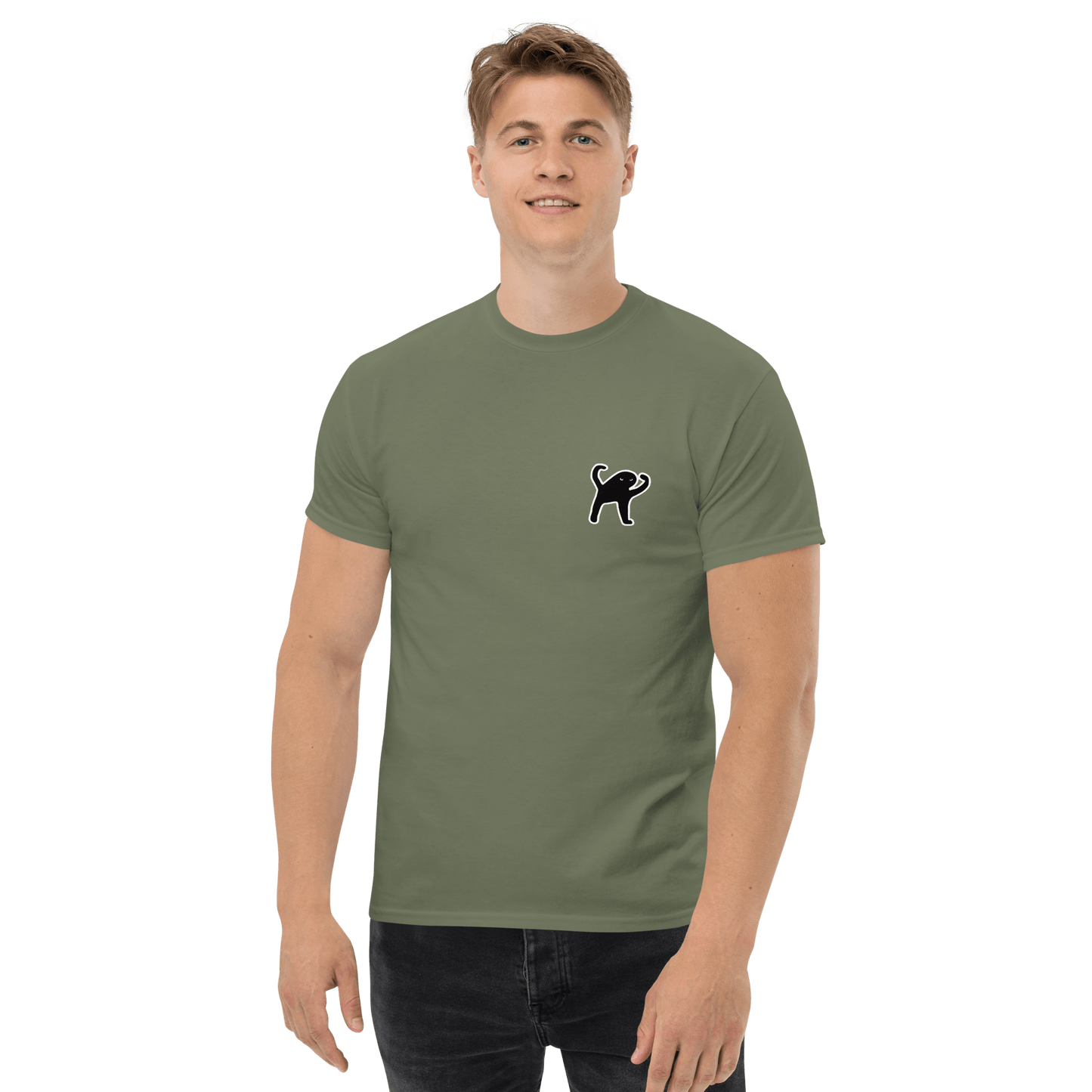 Cat Classic T-Shirt Meme - Military Green | Shirtposting