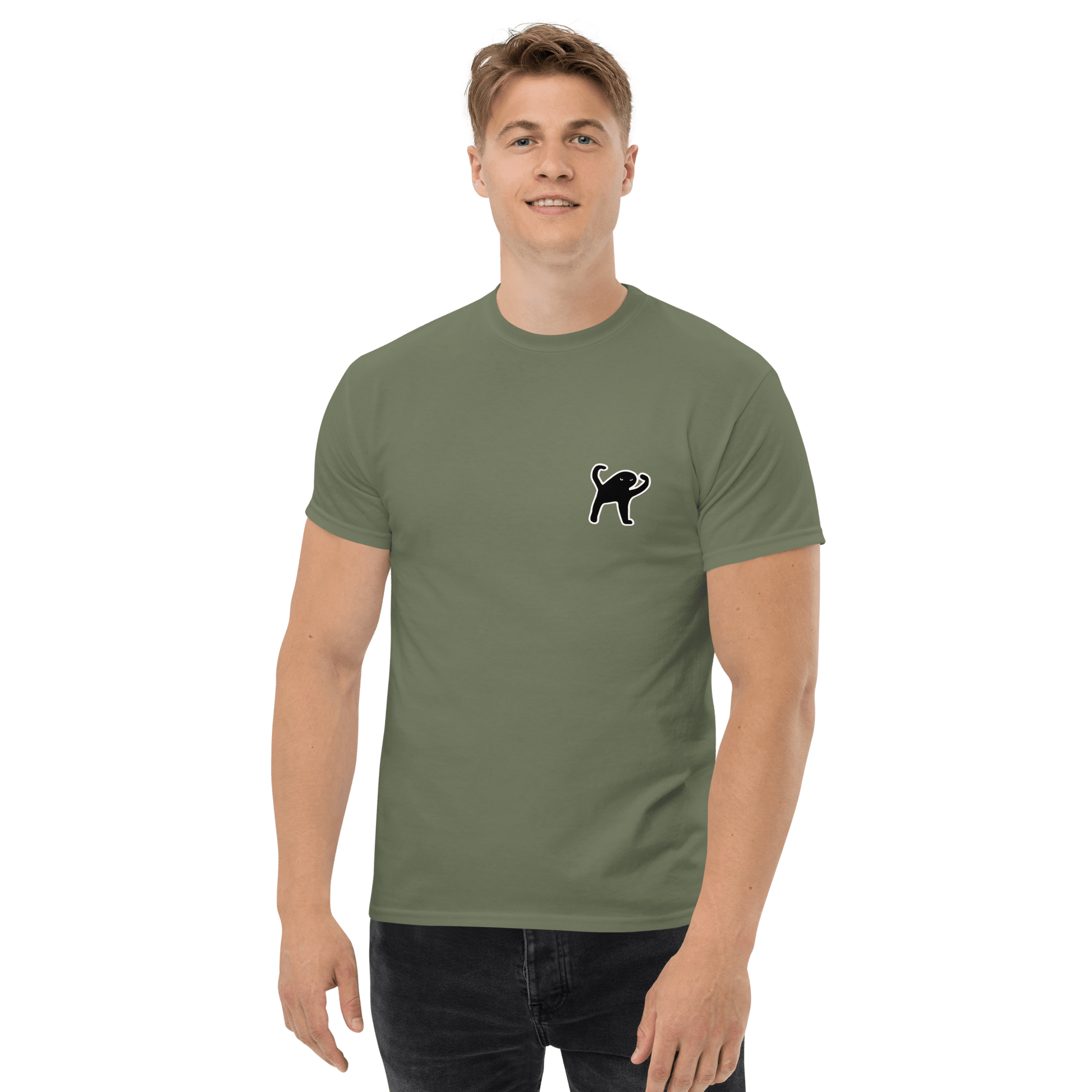 Cat Classic T-Shirt Meme - Military Green | Shirtposting