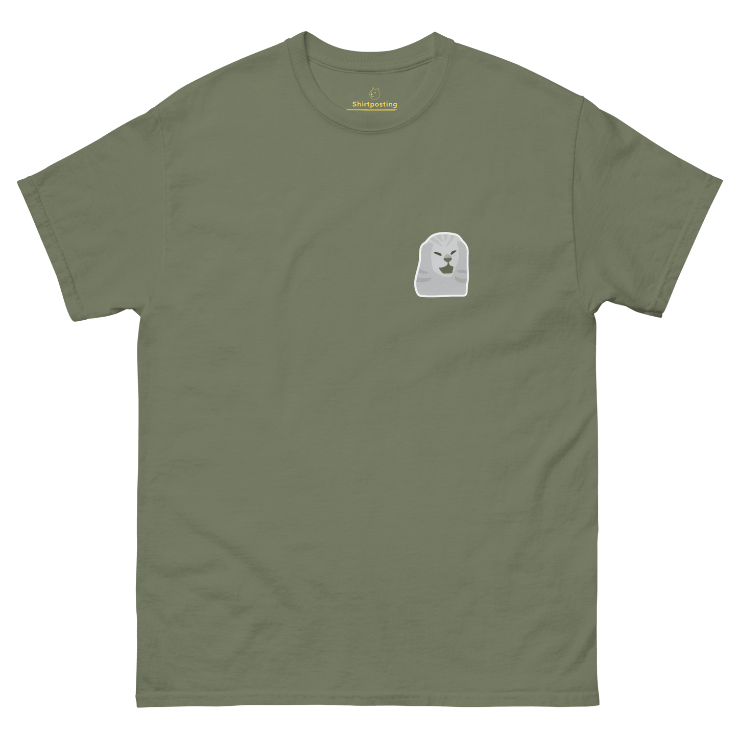 Cat Classic T-Shirt Meme - Military Green | Shirtposting