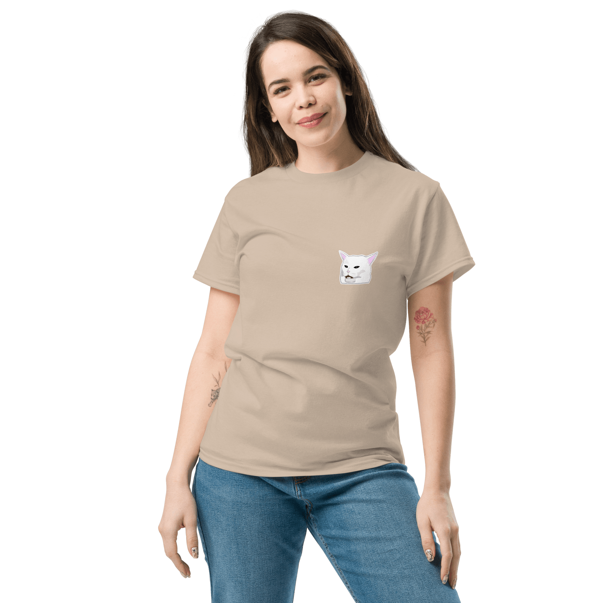 Cat Classic T-Shirt Meme - Military Green | Shirtposting