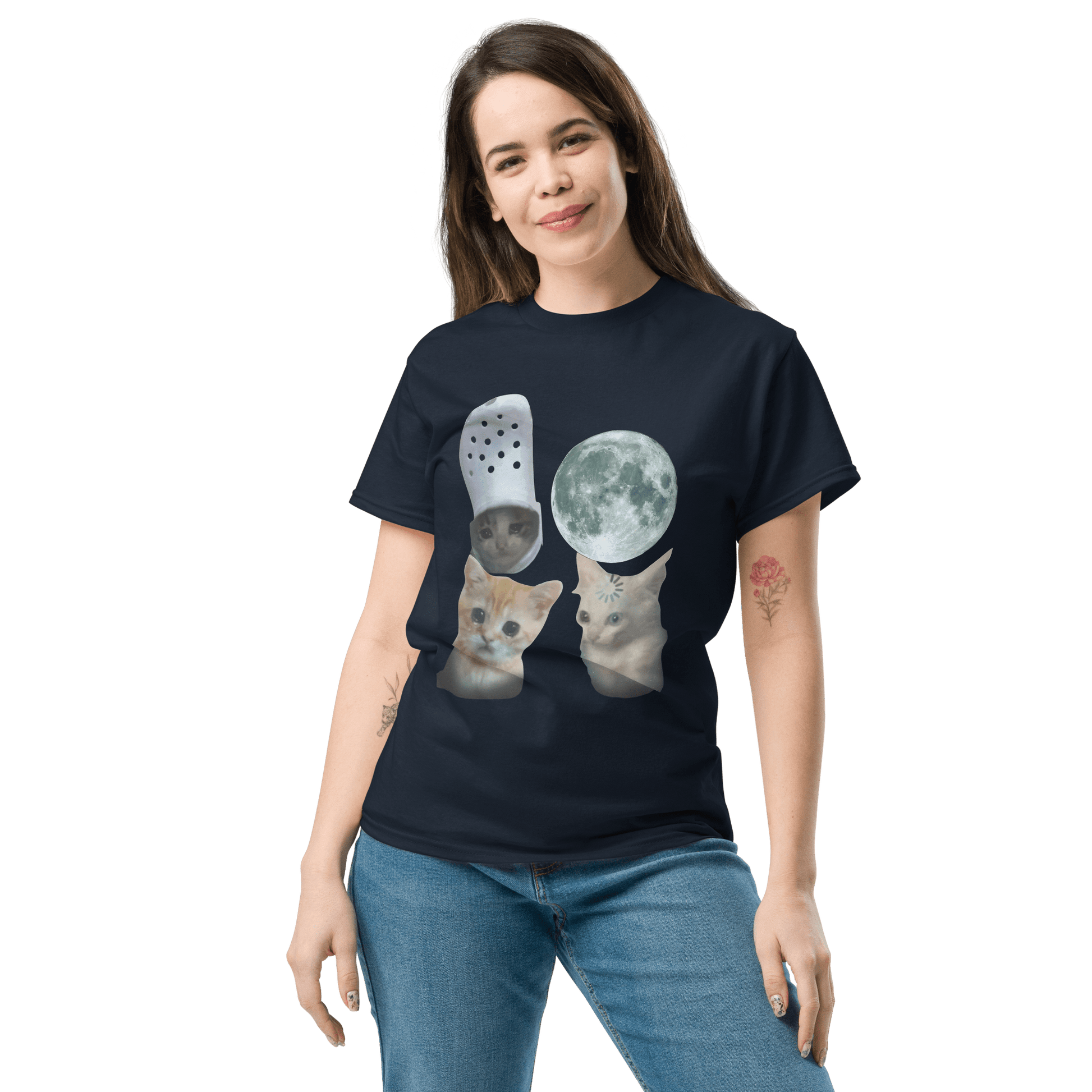 Cat Classic T-Shirt Meme - Navy | Shirtposting