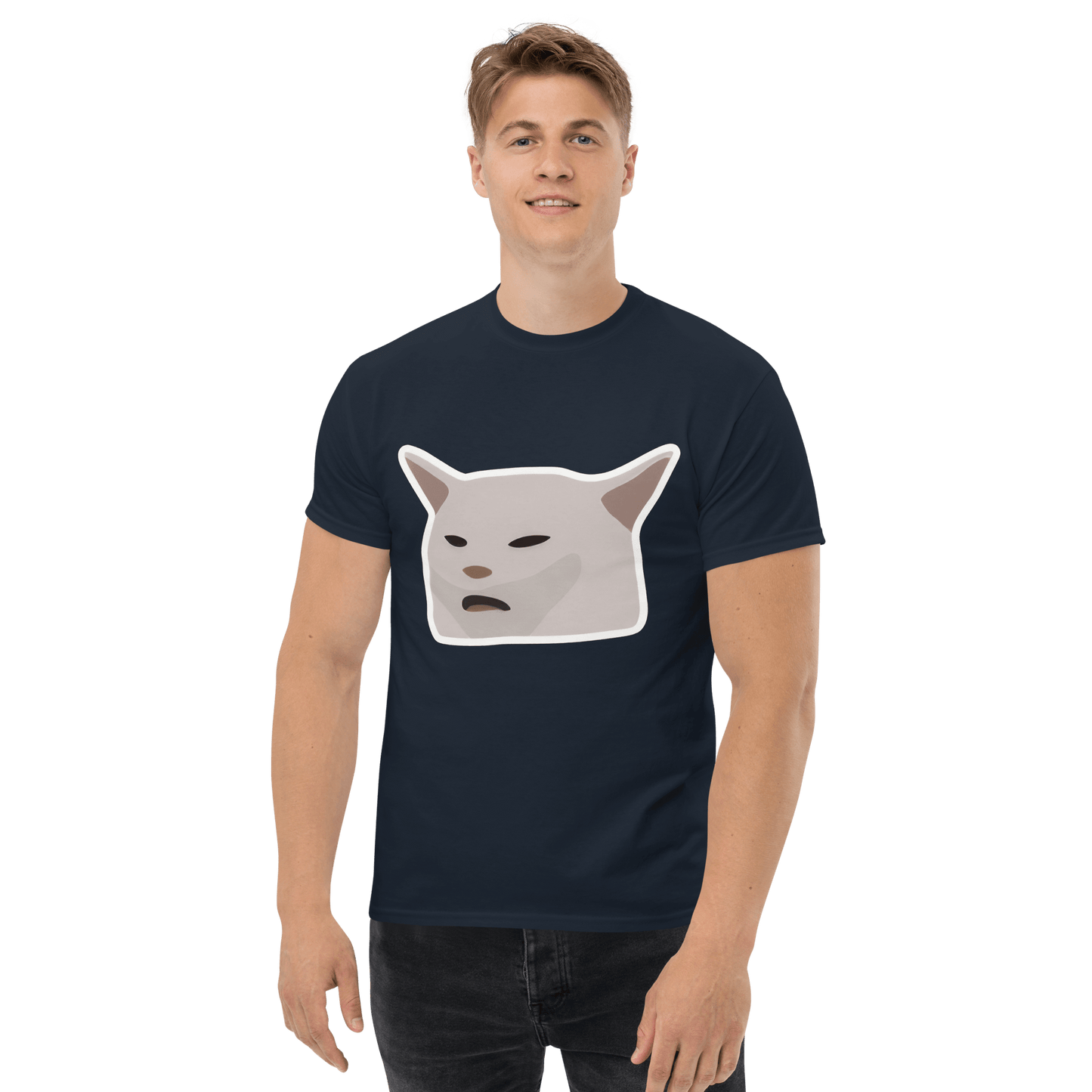 Cat Classic T-Shirt Meme - Royal | Shirtposting