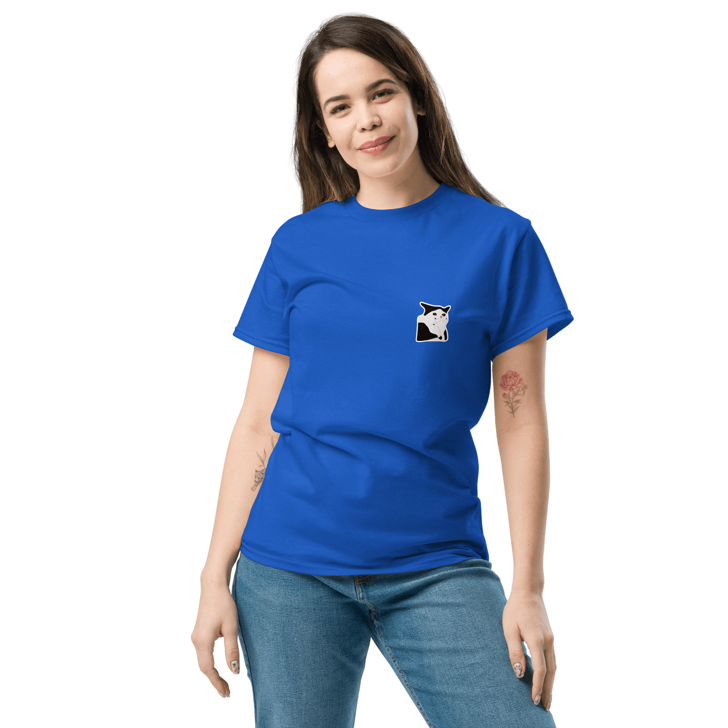 Cat Classic T-Shirt Meme - Royal | Shirtposting