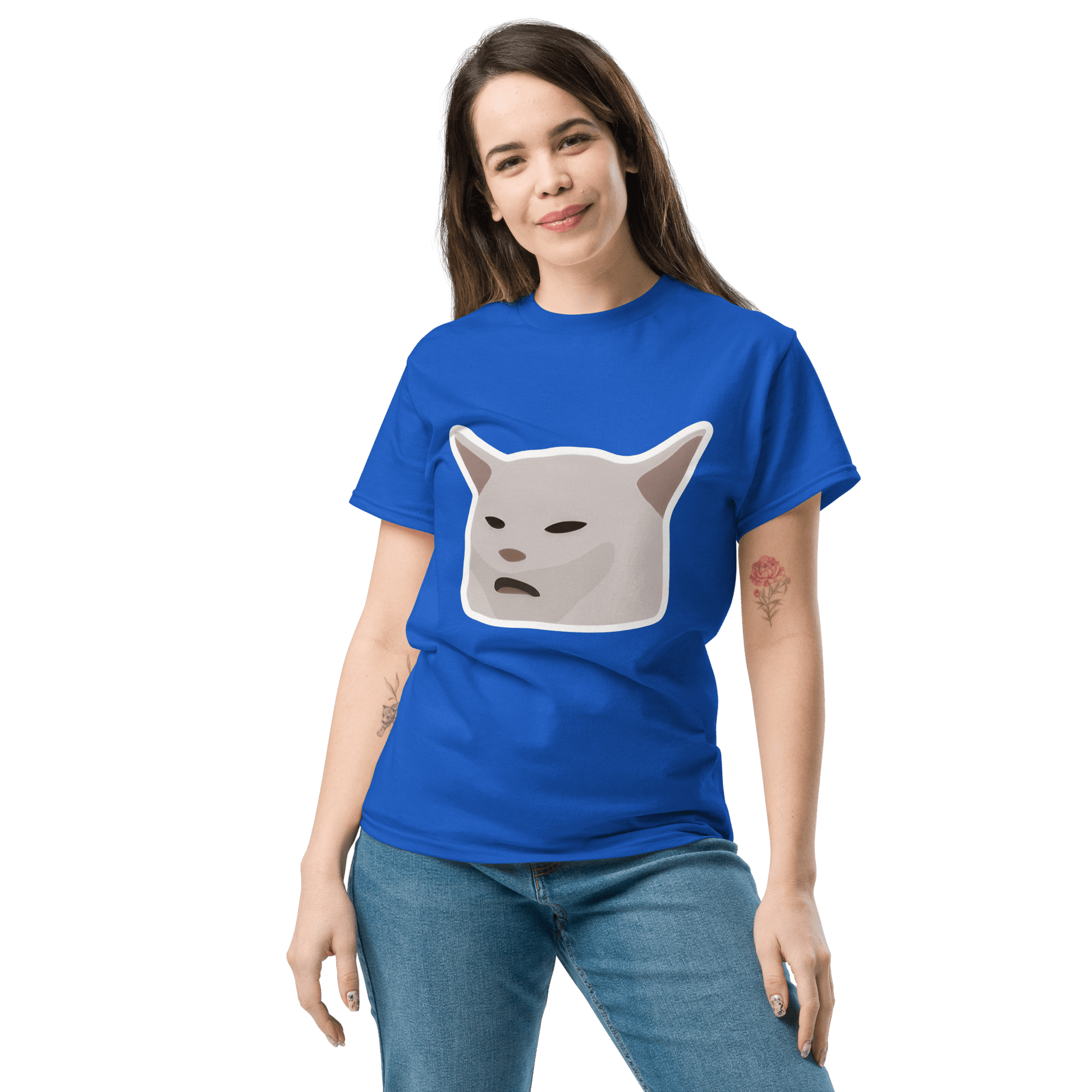 Cat Classic T-Shirt Meme - Royal | Shirtposting